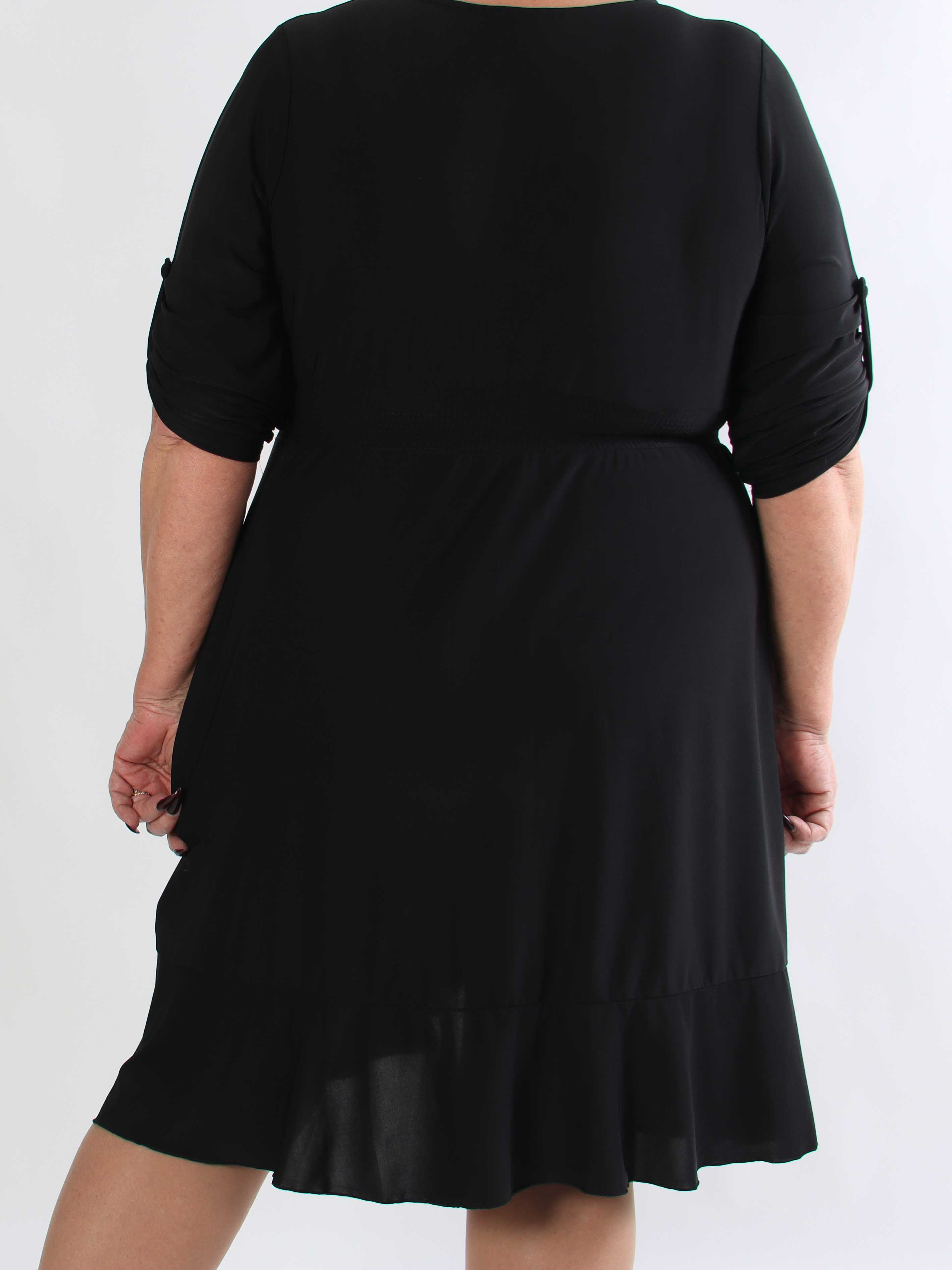 Savina Plain - Stretchig långärmad plus size omlottklänning