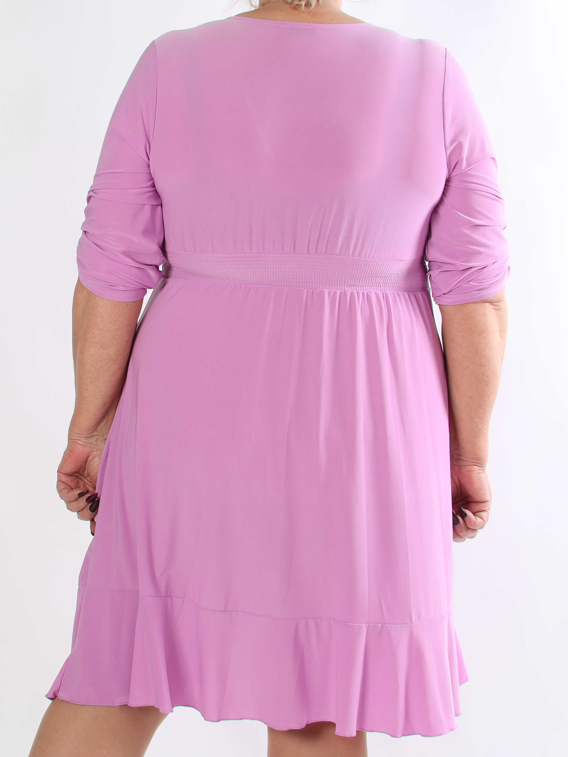 Savina Plain - Stretchig långärmad plus size omlottklänning