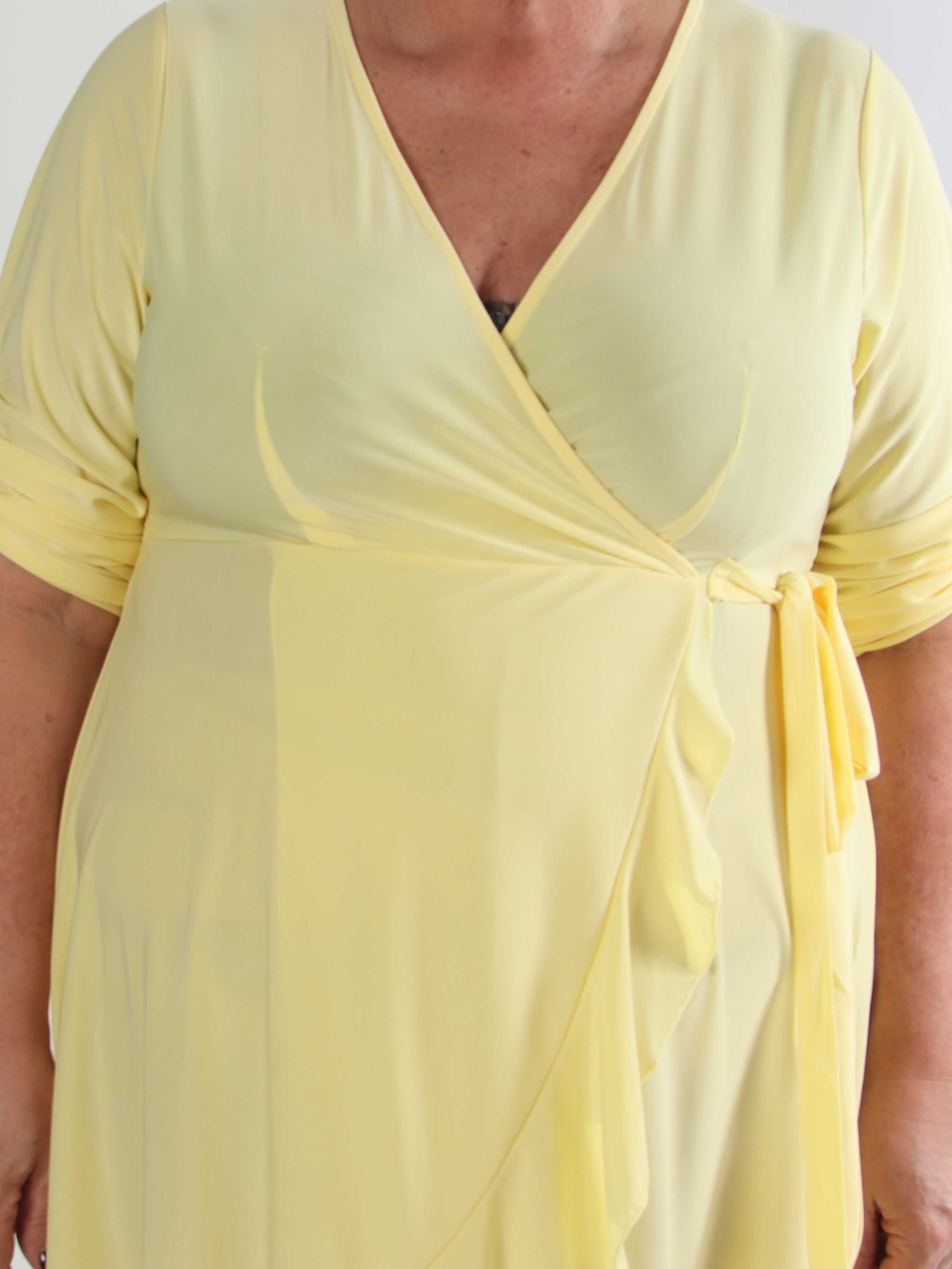 Savina Plain - Stretchig långärmad plus size omlottklänning