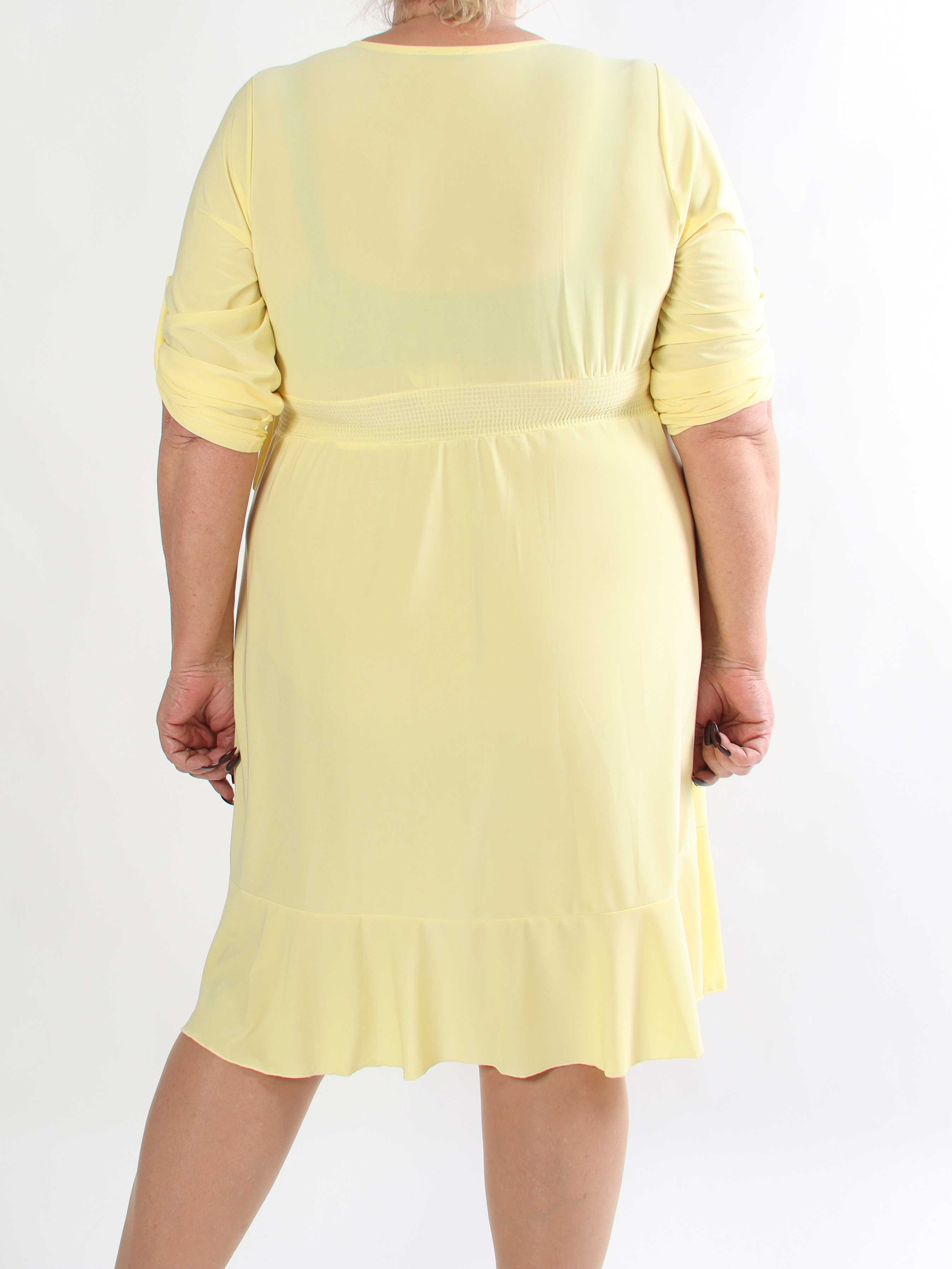 Savina Plain - Stretchig långärmad plus size omlottklänning