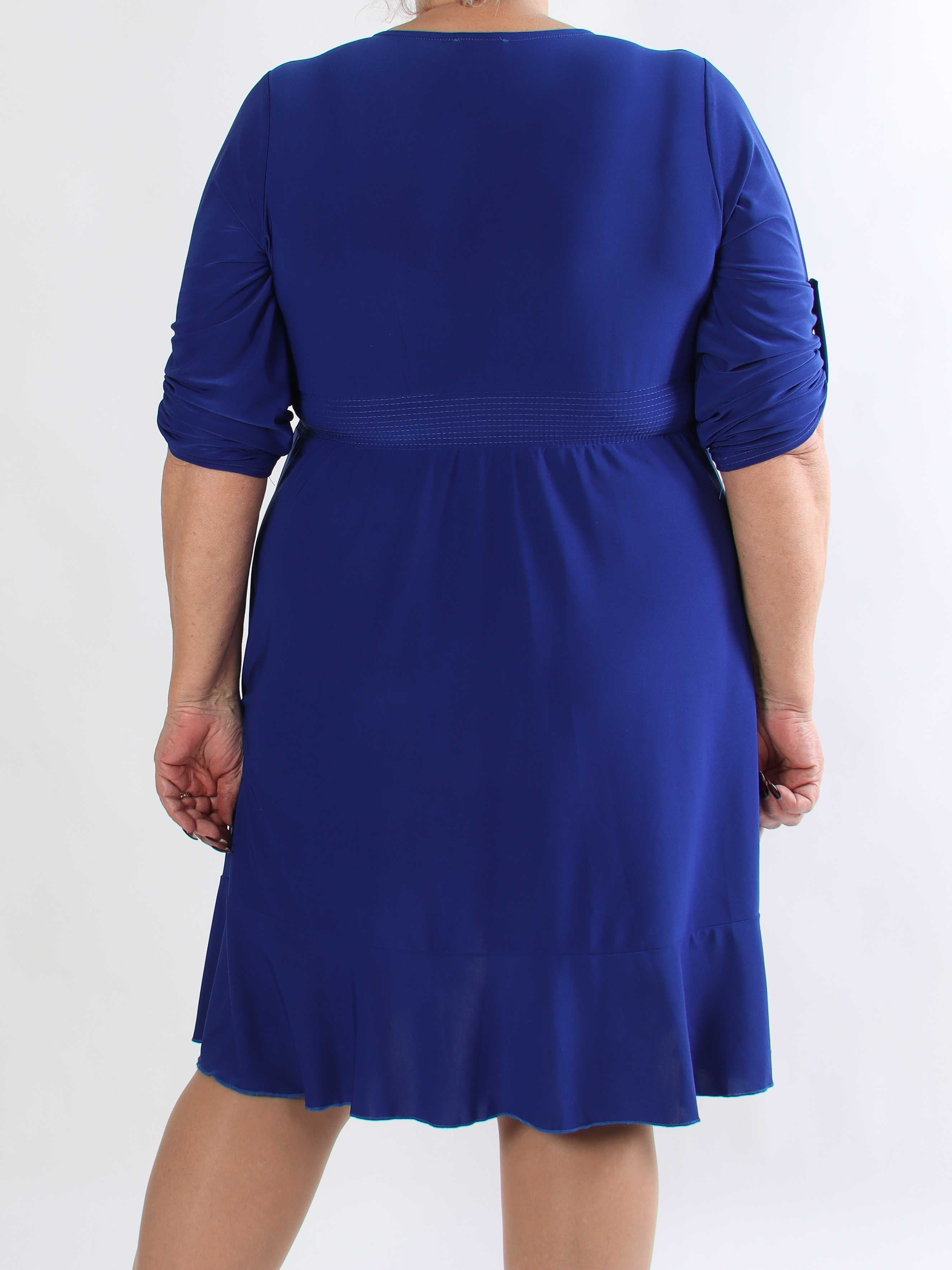 Savina Plain - Stretchig långärmad plus size omlottklänning