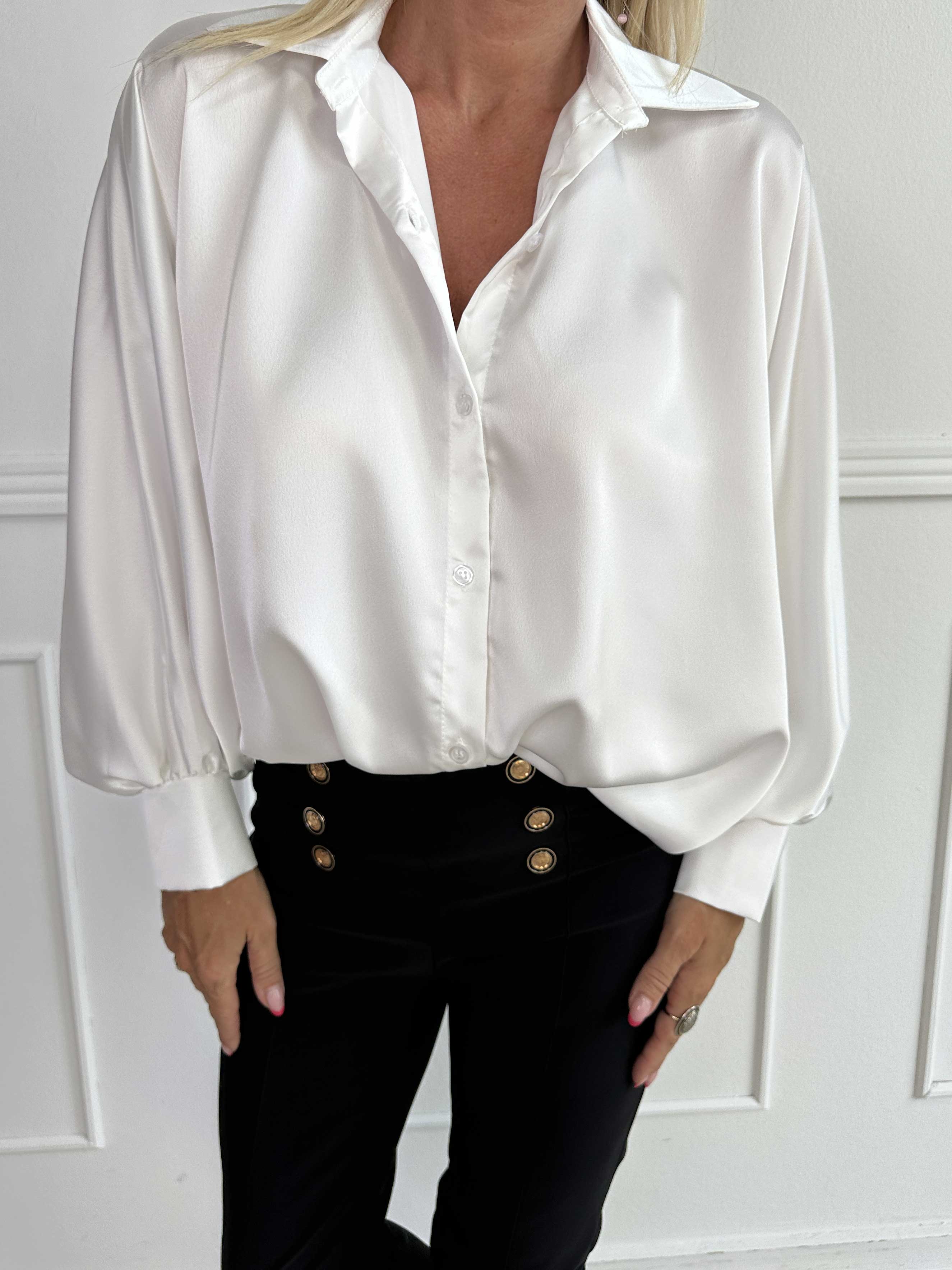 Feliciti - Shiny skjorta med fladdermusärmar