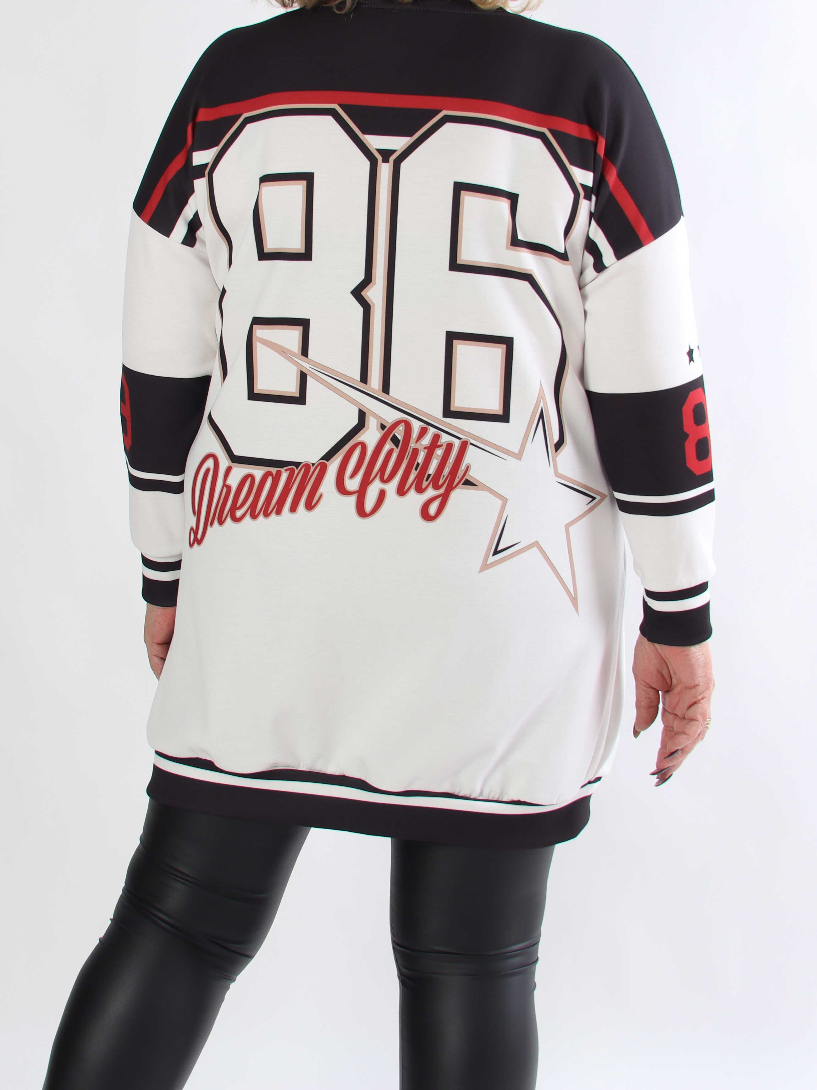 Rosaria - Plus size joggingklänning med New York-motiv på bröstet