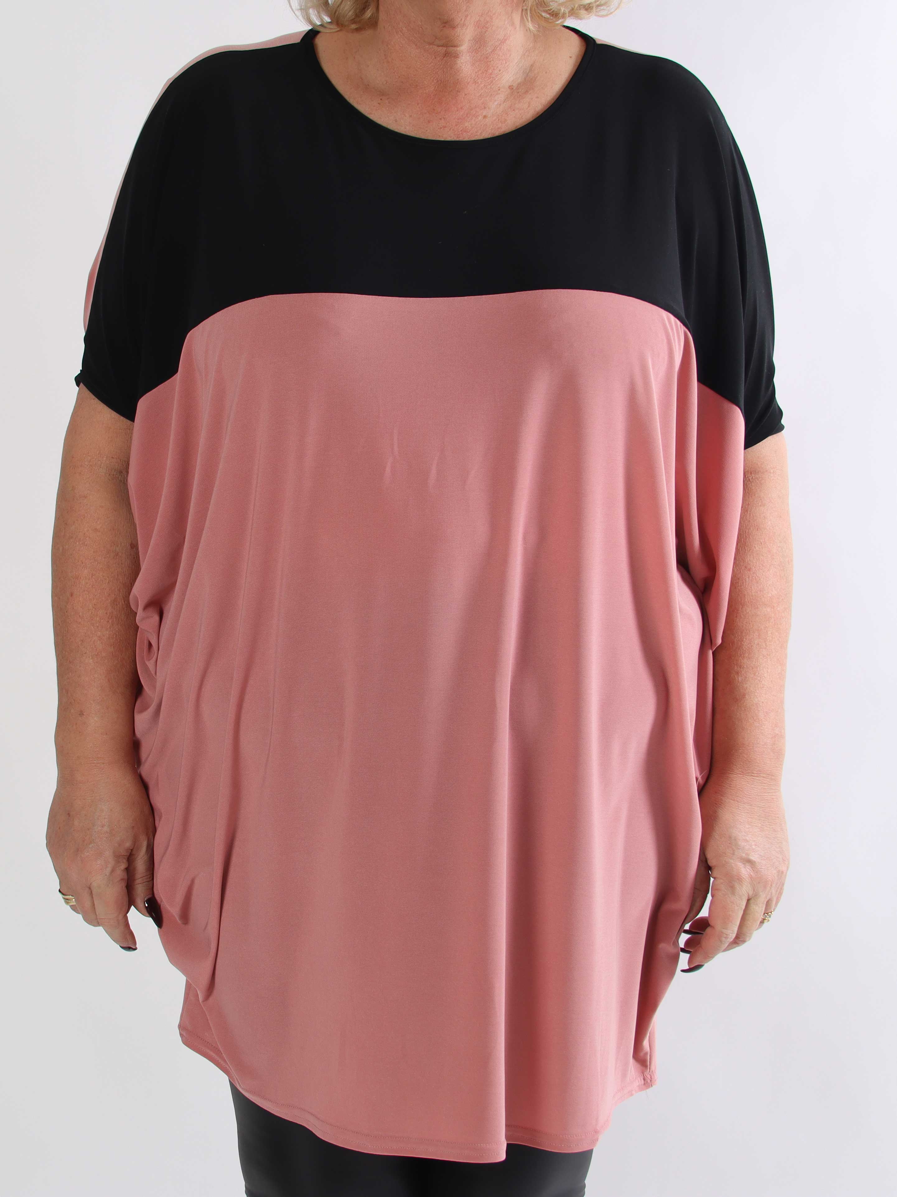 Spencer - Tvåfärgad plus size tunikaklänning med fladdermusärmar