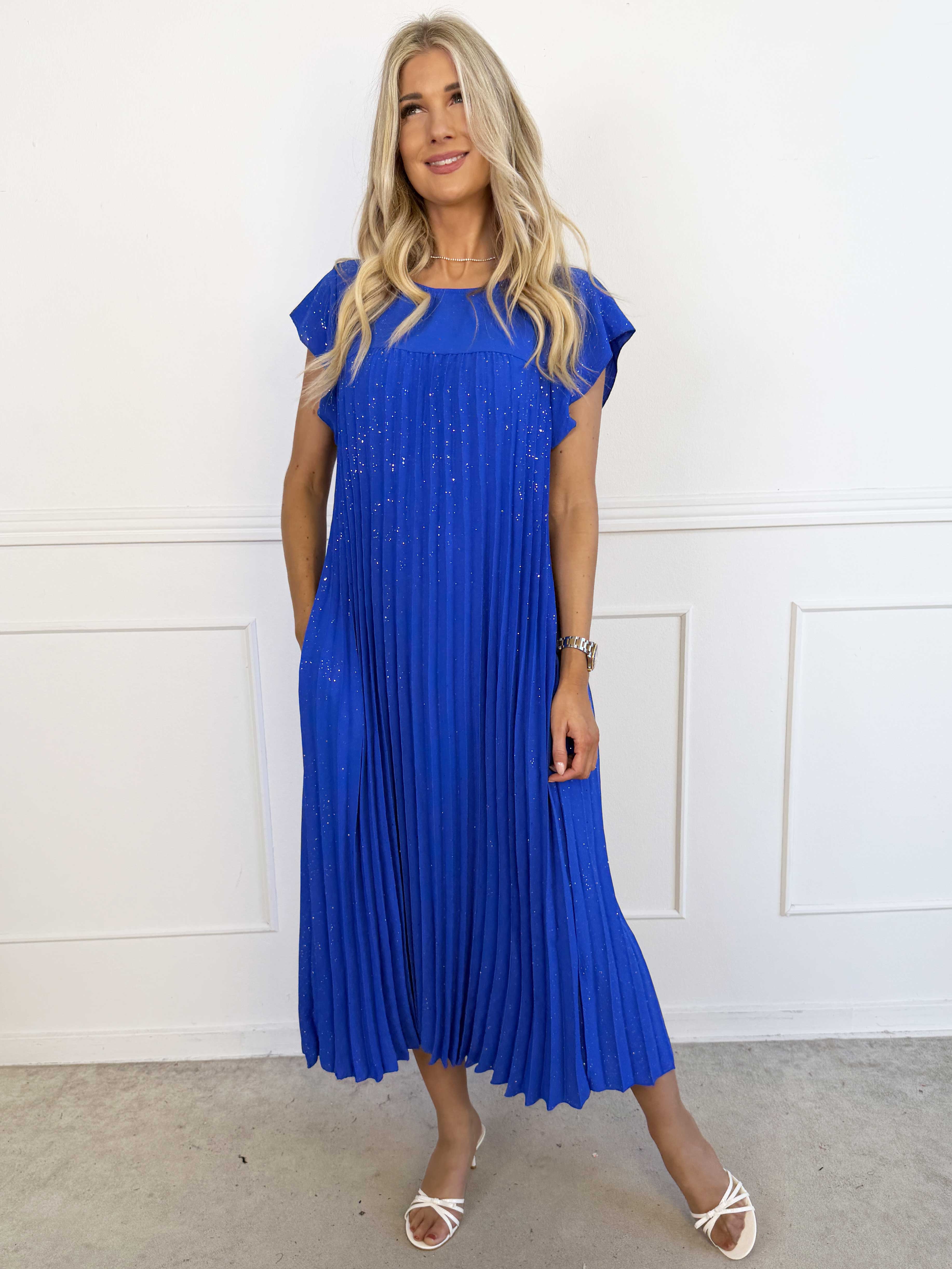 Nancy Glitter - Lång klänning med veck och fickor