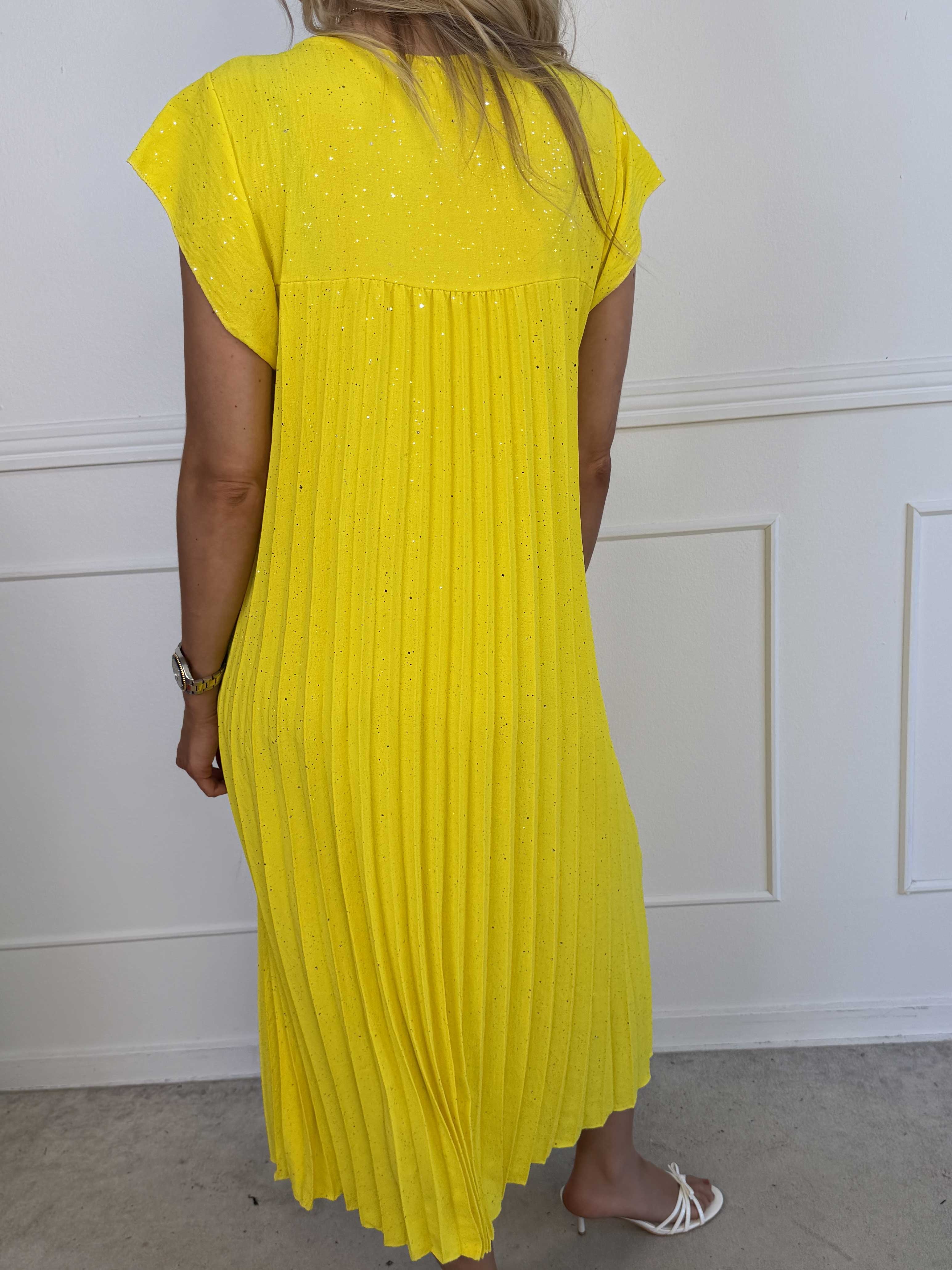 Nancy Glitter - Lång klänning med veck och fickor