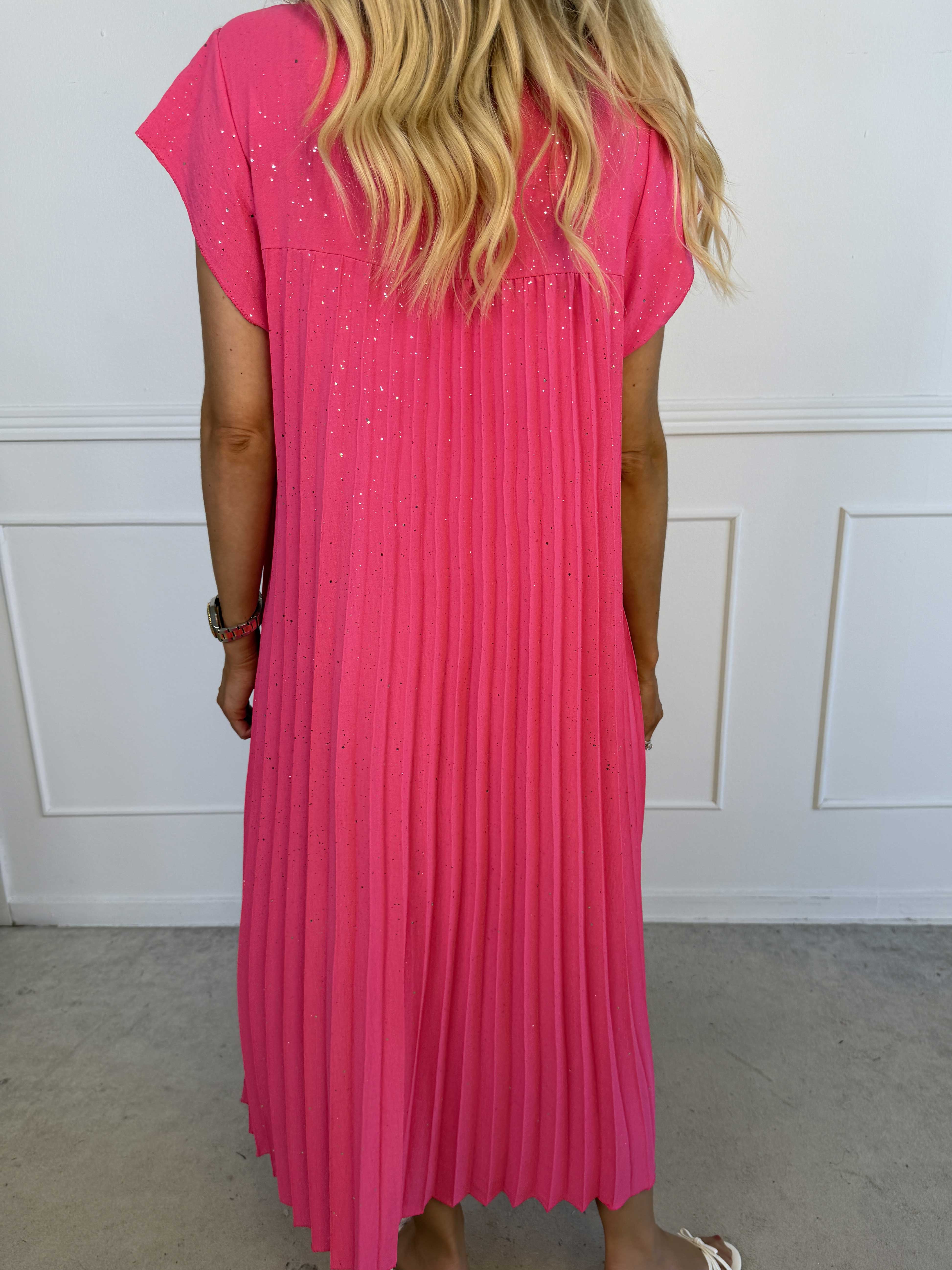 Nancy Glitter - Lång klänning med veck och fickor