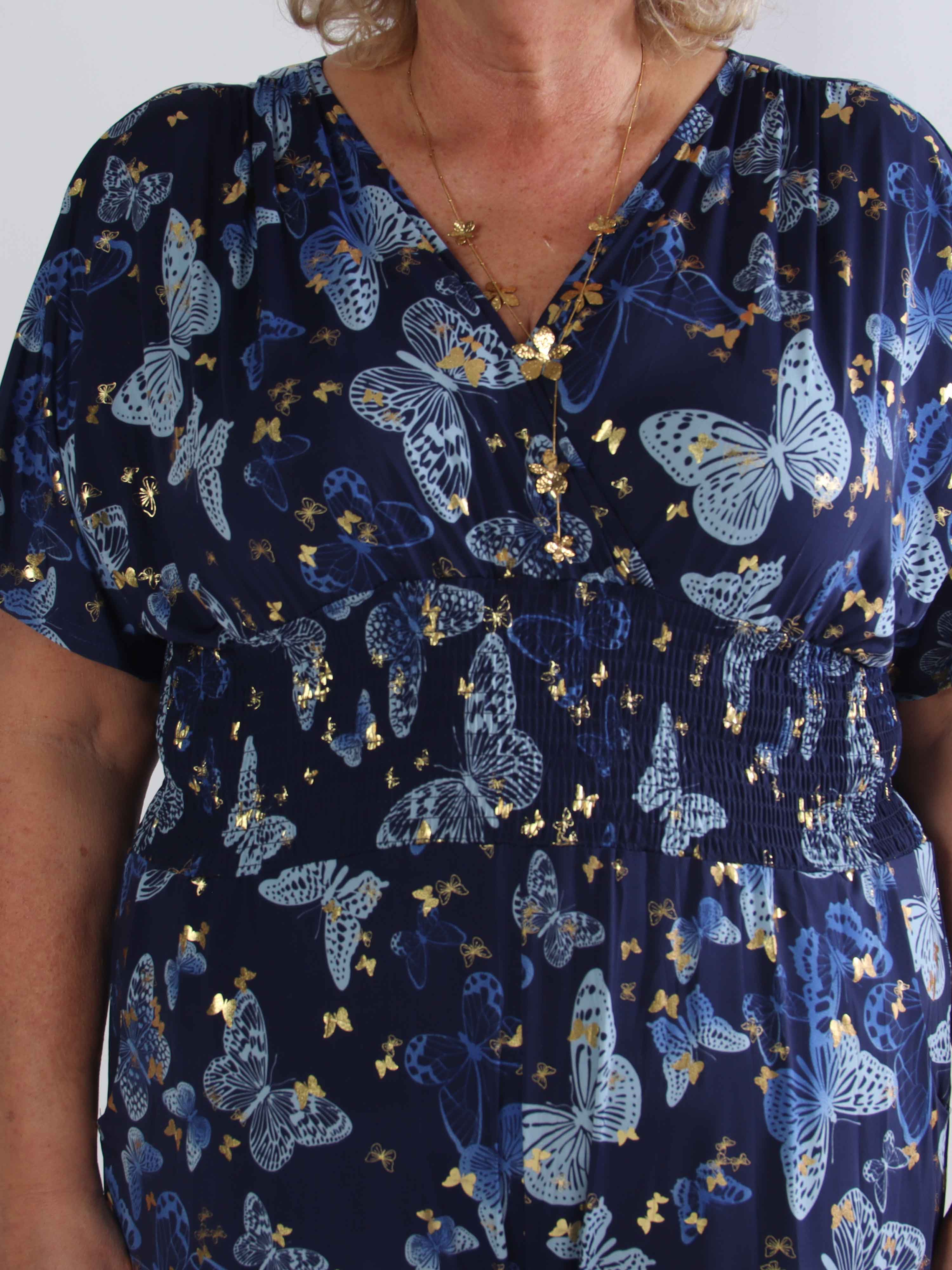Pams Butterfly Jumpsuit - Elastisk plus size jumpsuit med fjärilsmönster