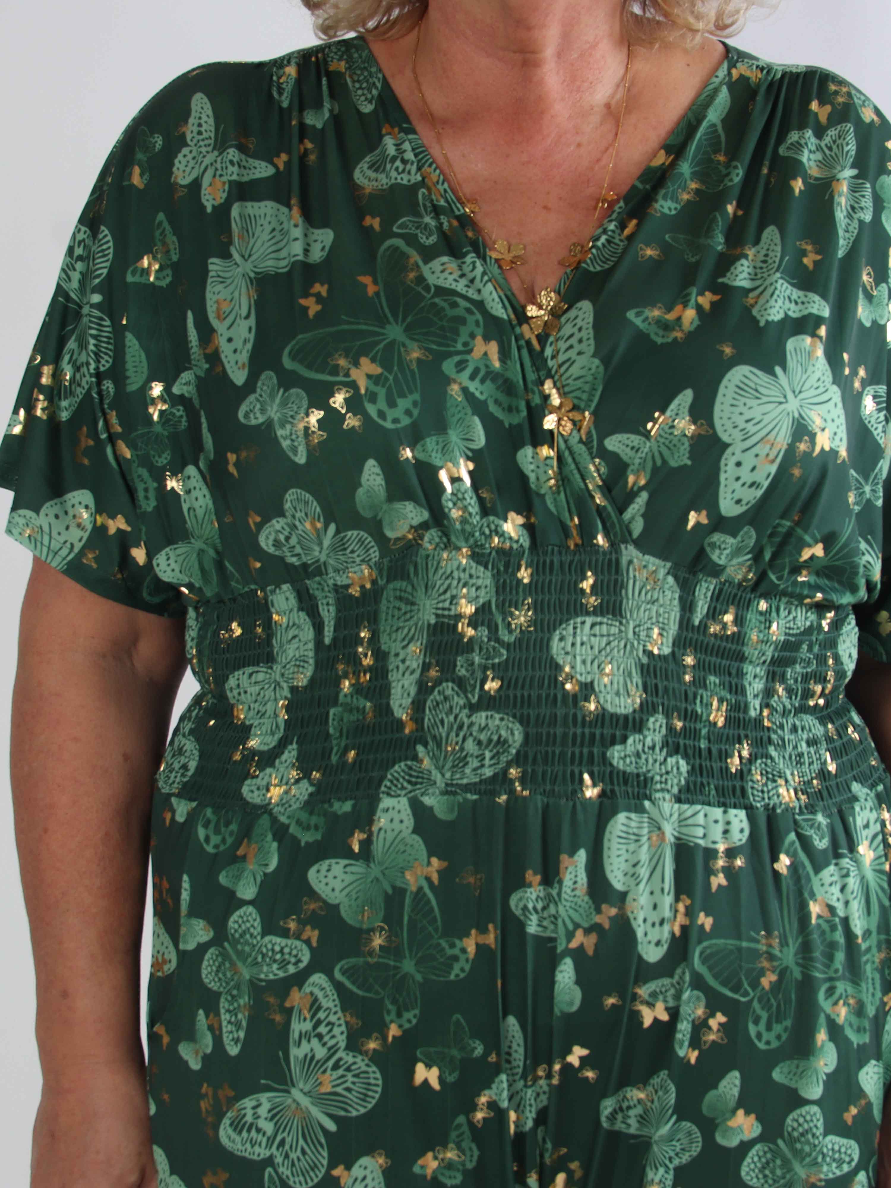 Pams Butterfly Jumpsuit - Elastisk plus size jumpsuit med fjärilsmönster