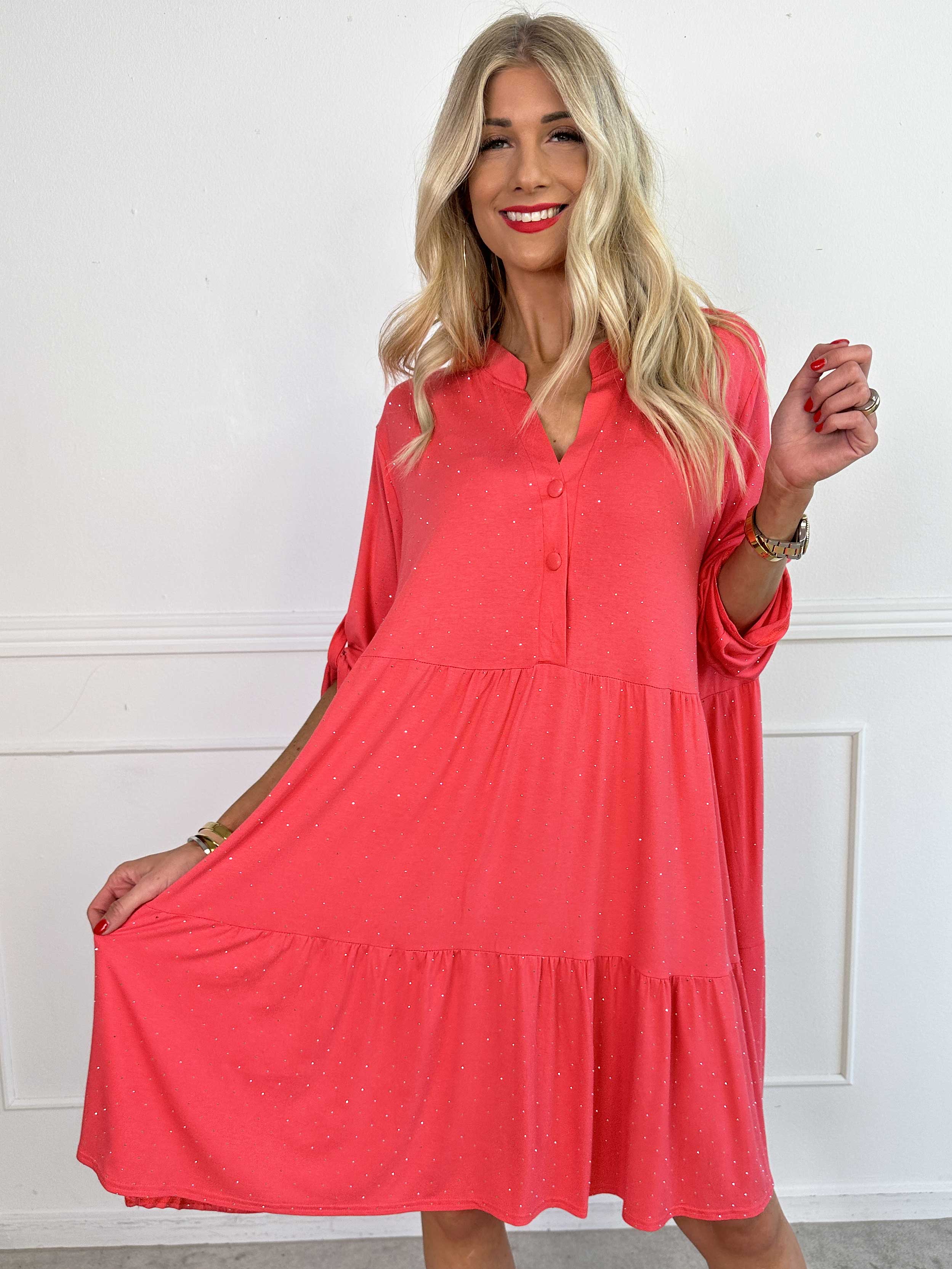 Milano Crystal Midi - Klänning med lager på lager look i viskos med similisten