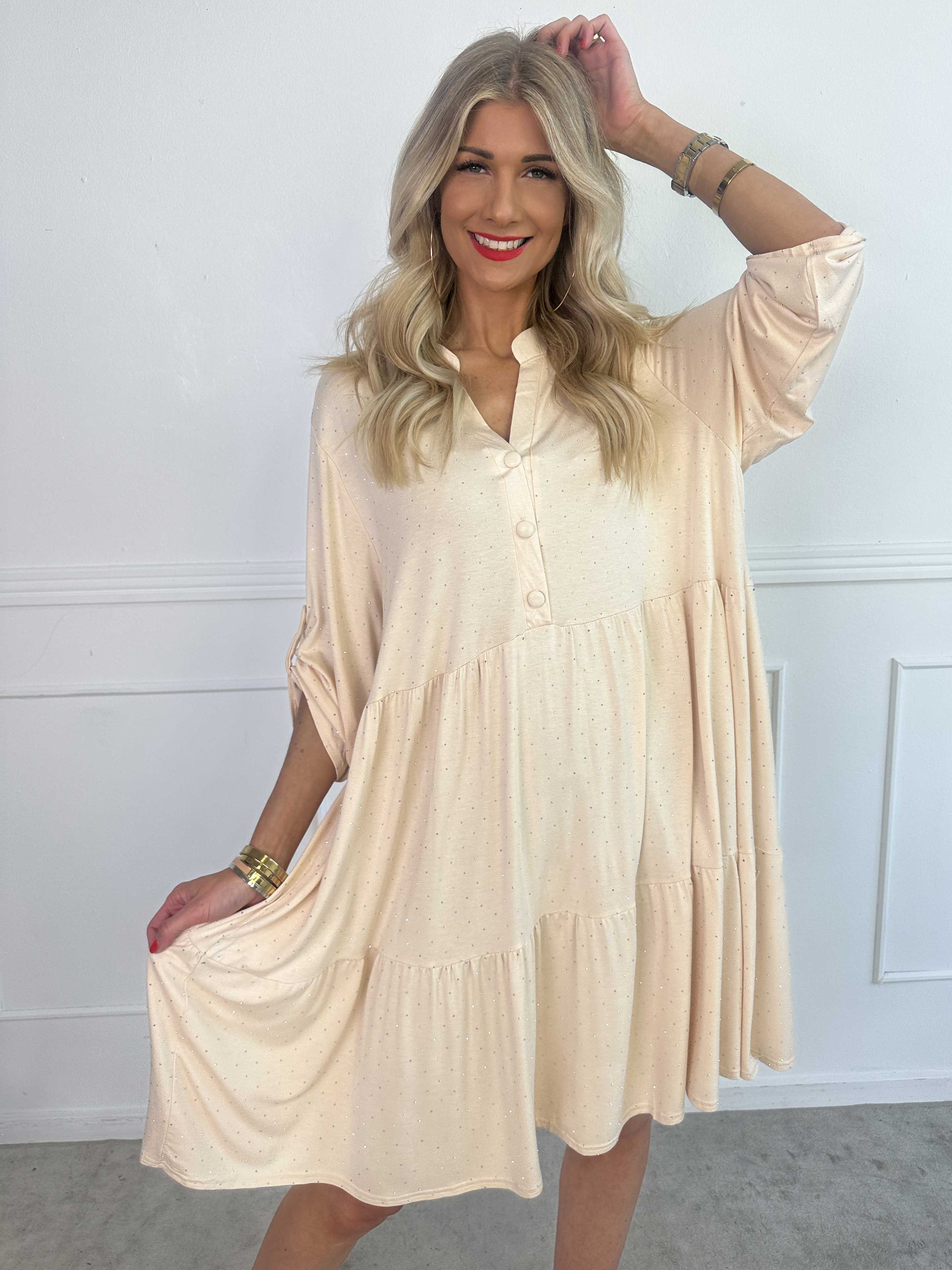 Milano Crystal Midi - Klänning med lager på lager look i viskos med similisten