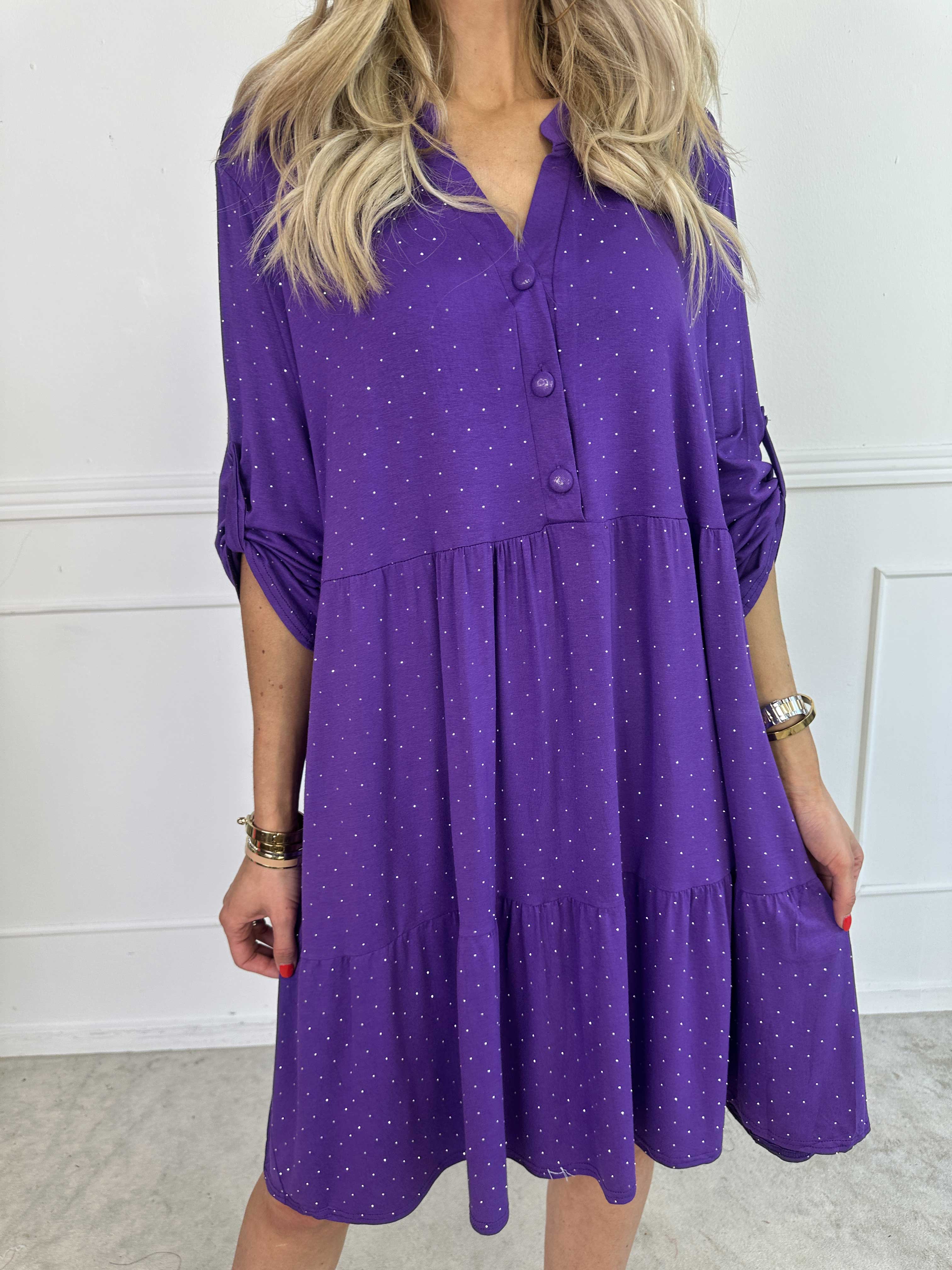 Milano Crystal Midi - Klänning med lager på lager look i viskos med similisten