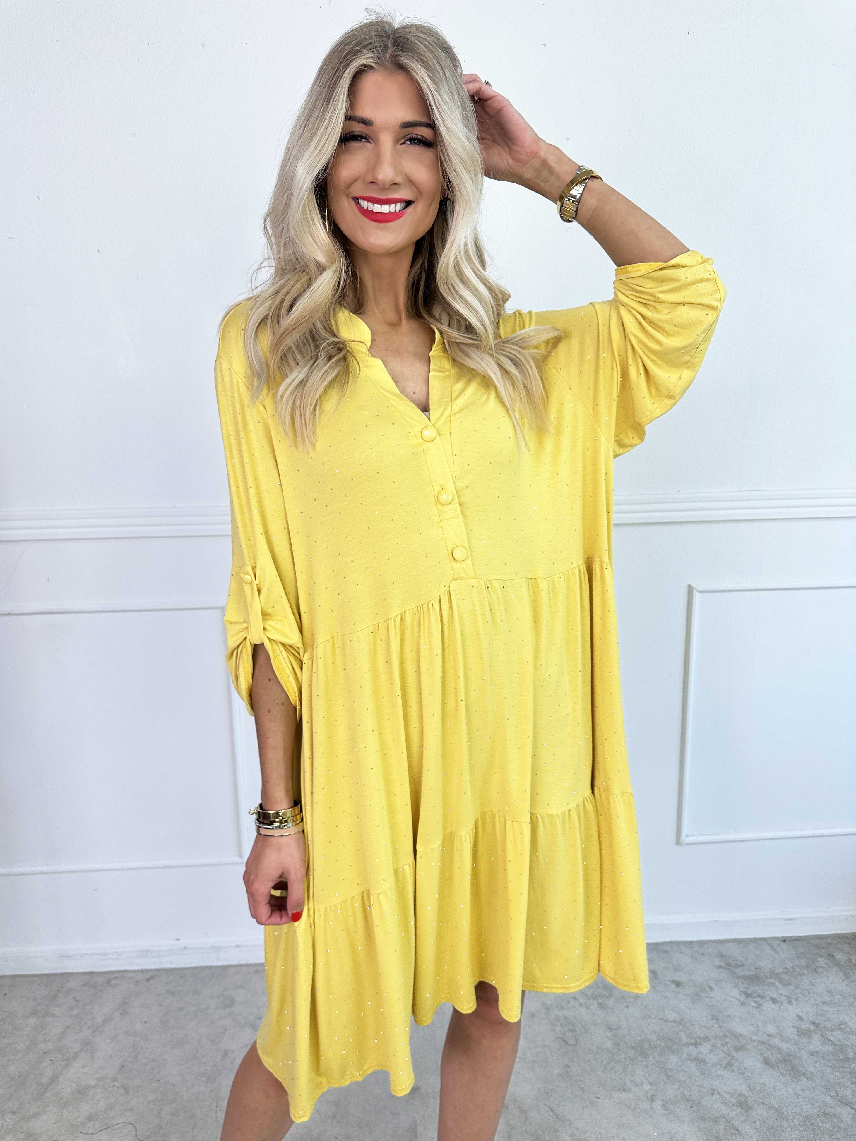 Milano Crystal Midi - Klänning med lager på lager look i viskos med similisten