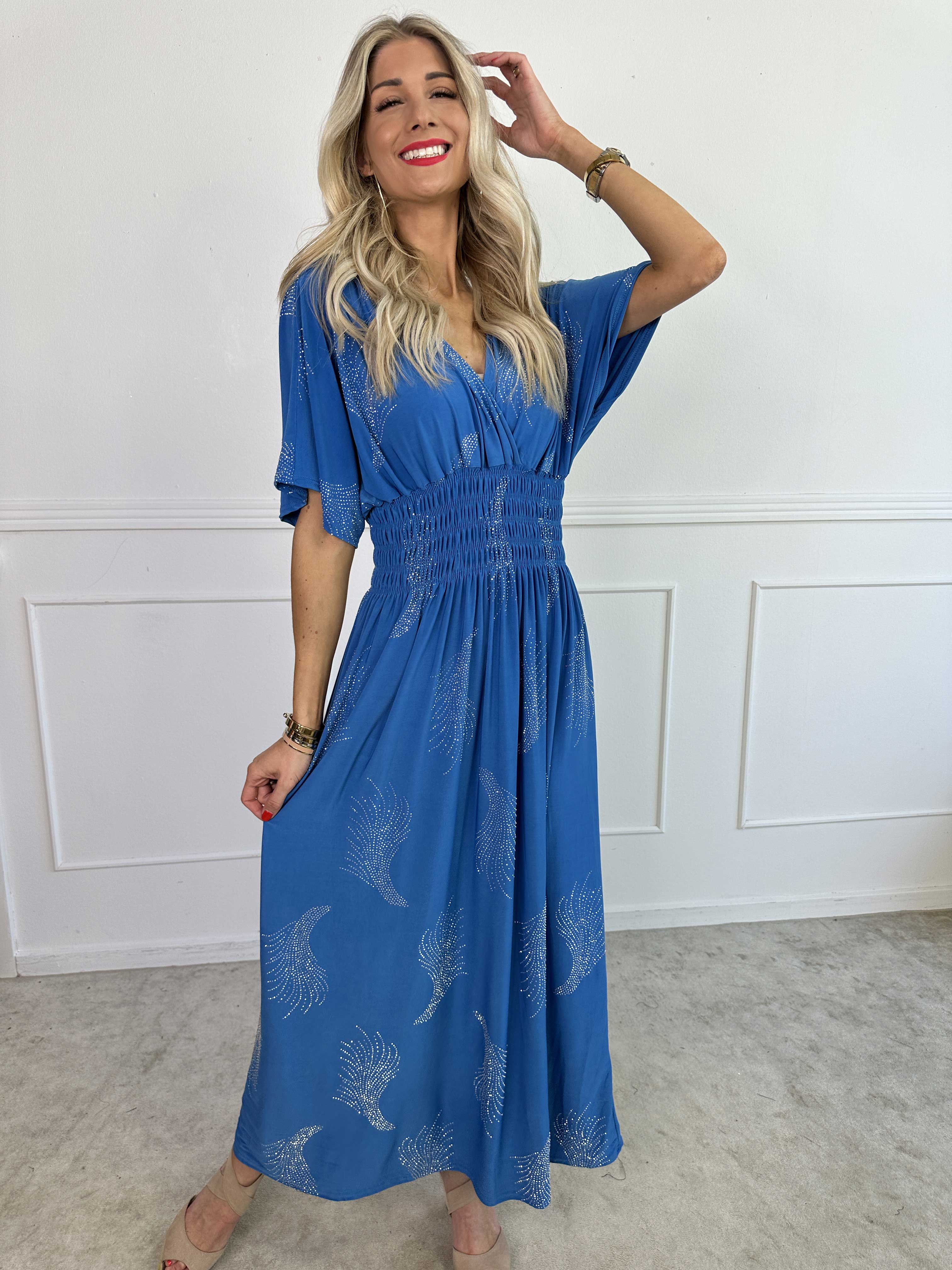 Pams Leaf Crystal - Lång stretchklänning med strassmönster