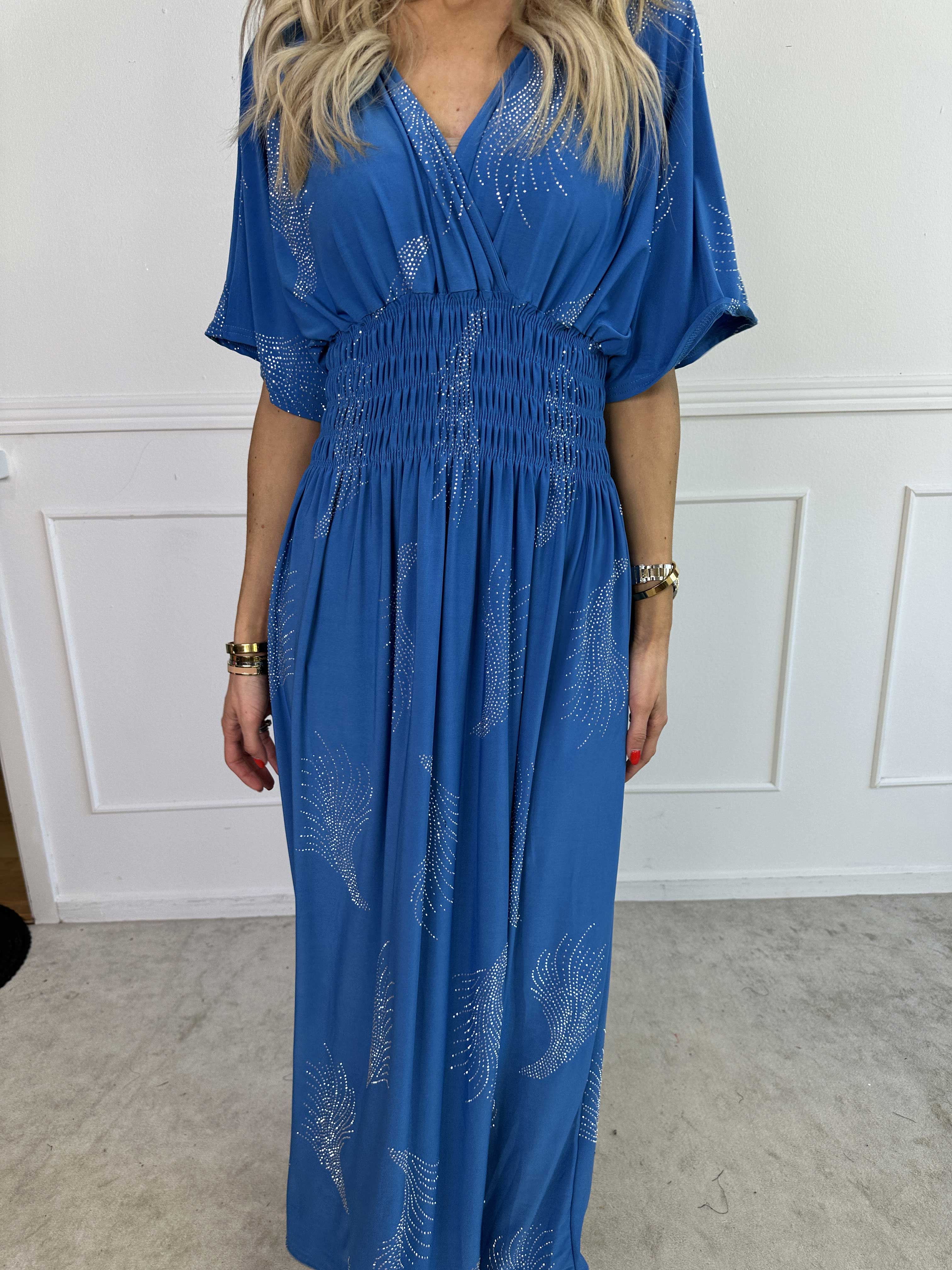 Pams Leaf Crystal - Lång stretchklänning med strassmönster