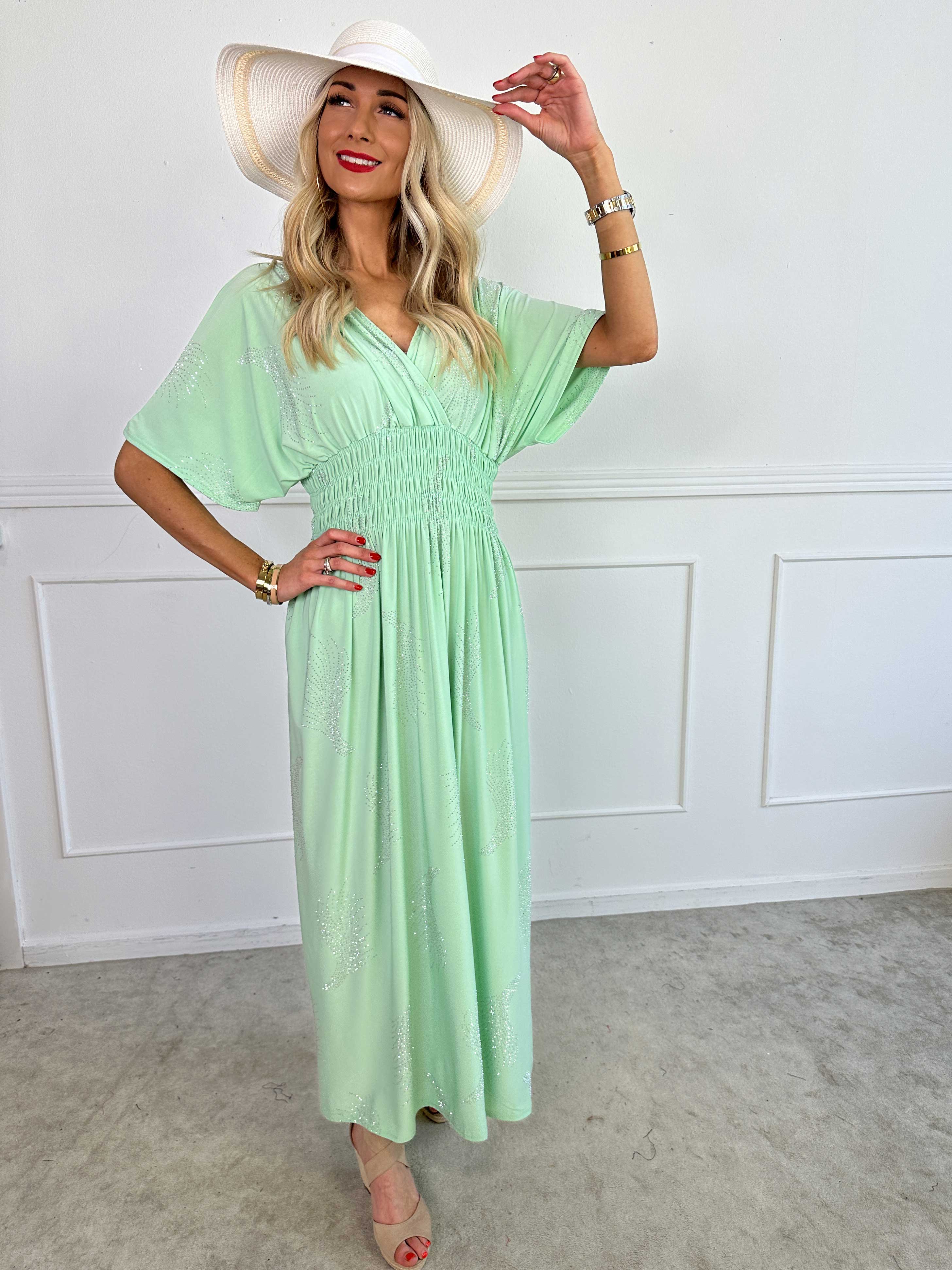 Pams Leaf Crystal - Lång stretchklänning med strassmönster