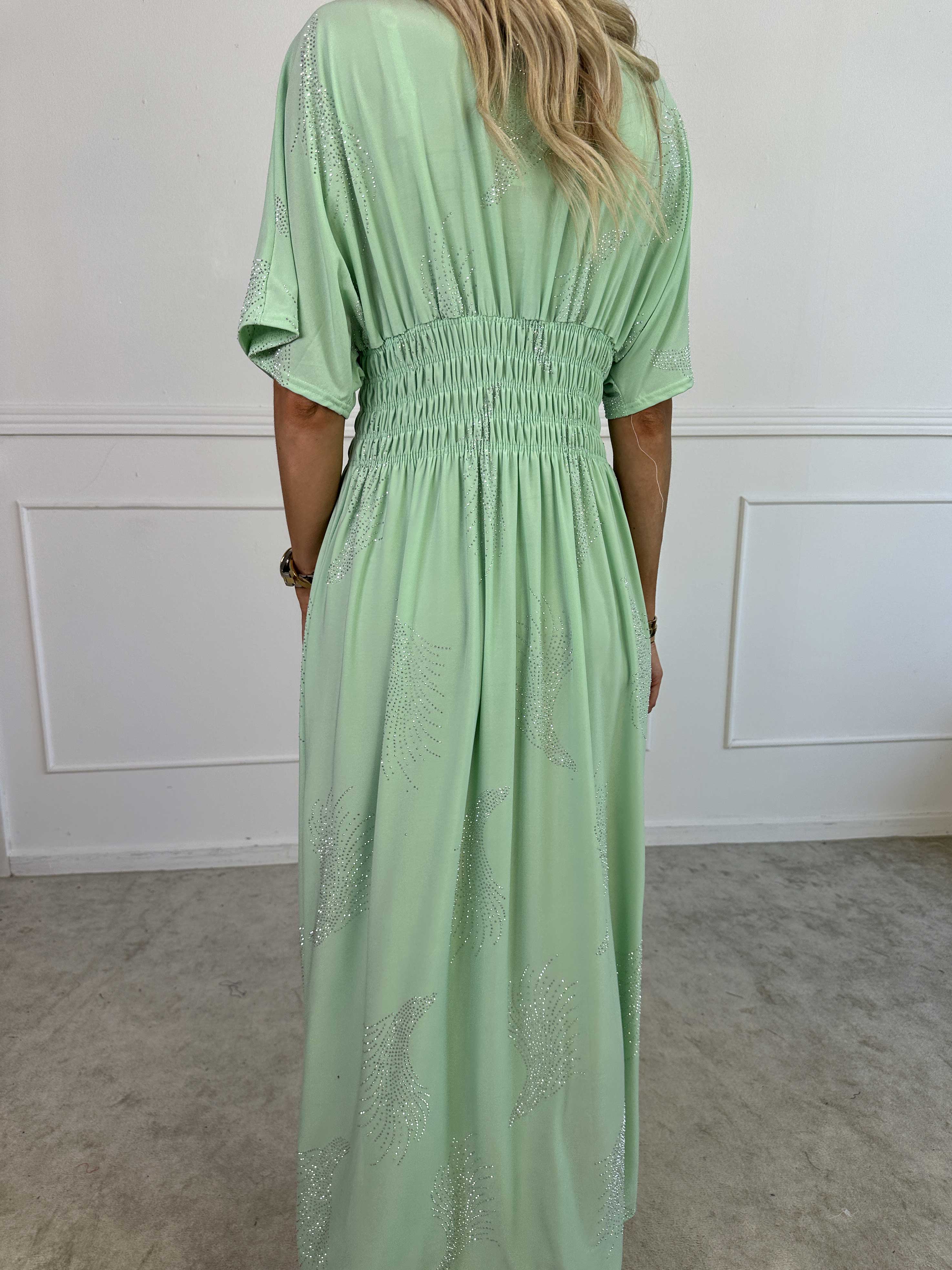 Pams Leaf Crystal - Lång stretchklänning med strassmönster