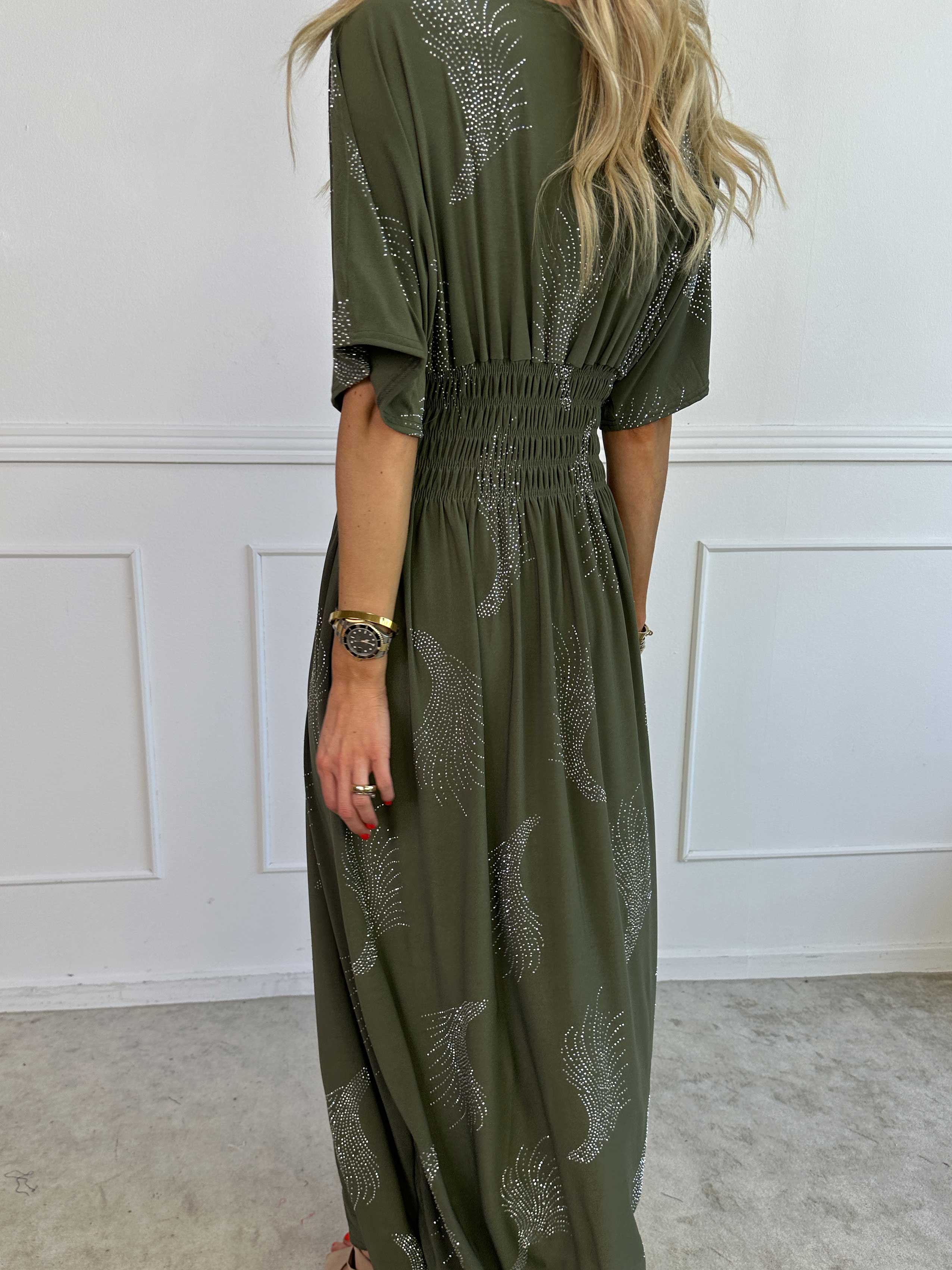 Pams Leaf Crystal - Lång stretchklänning med strassmönster