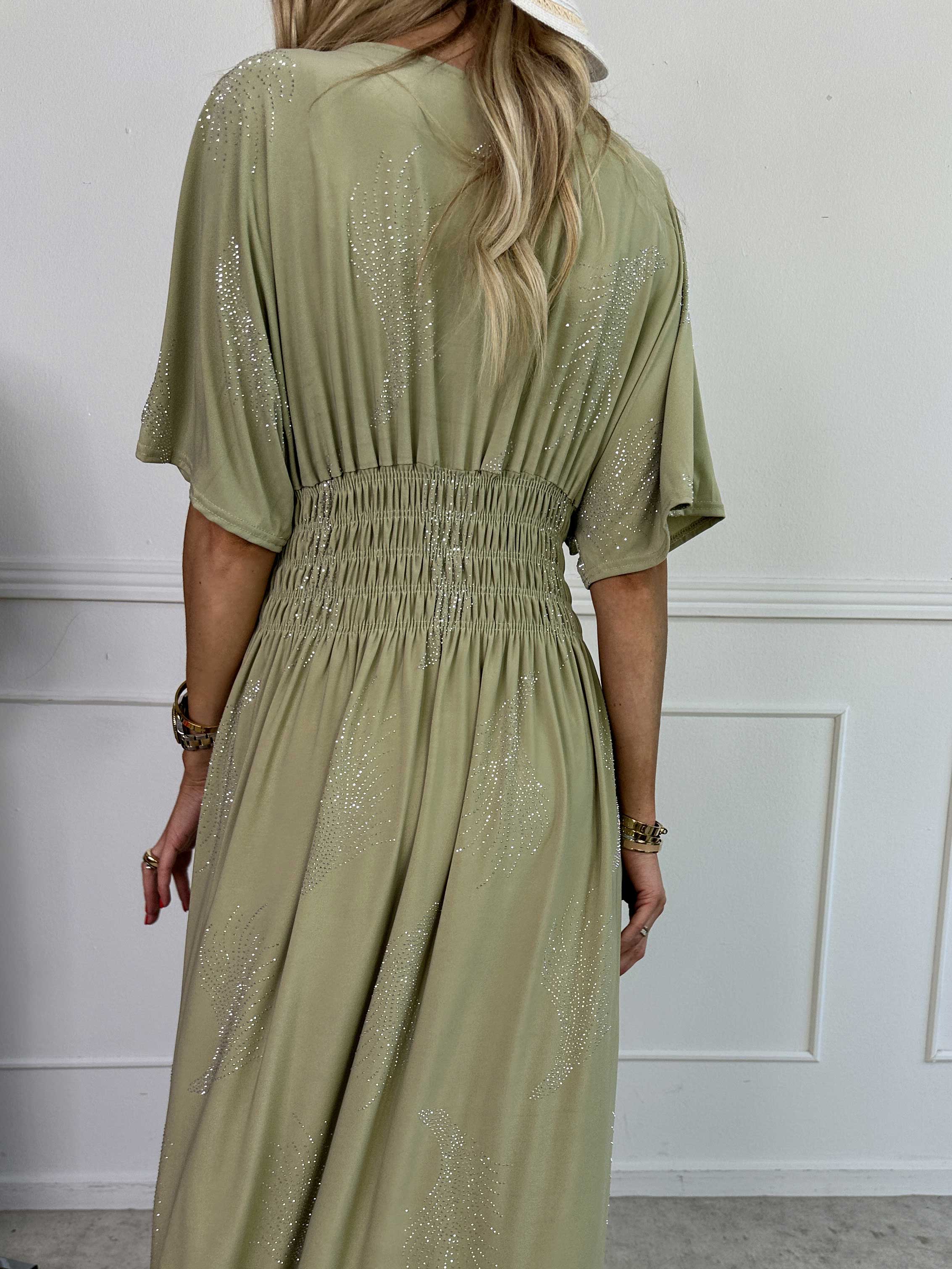 Pams Leaf Crystal - Lång stretchklänning med strassmönster