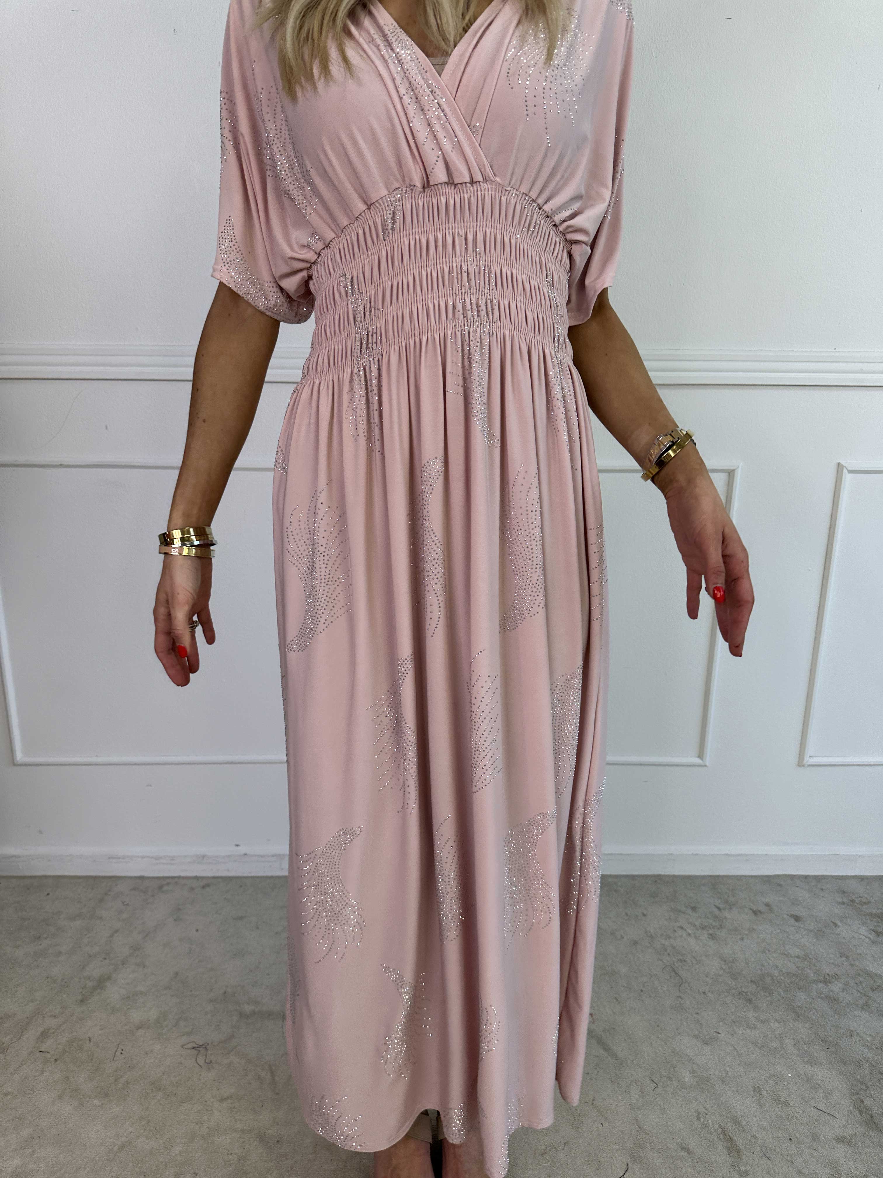 Pams Leaf Crystal - Lång stretchklänning med strassmönster