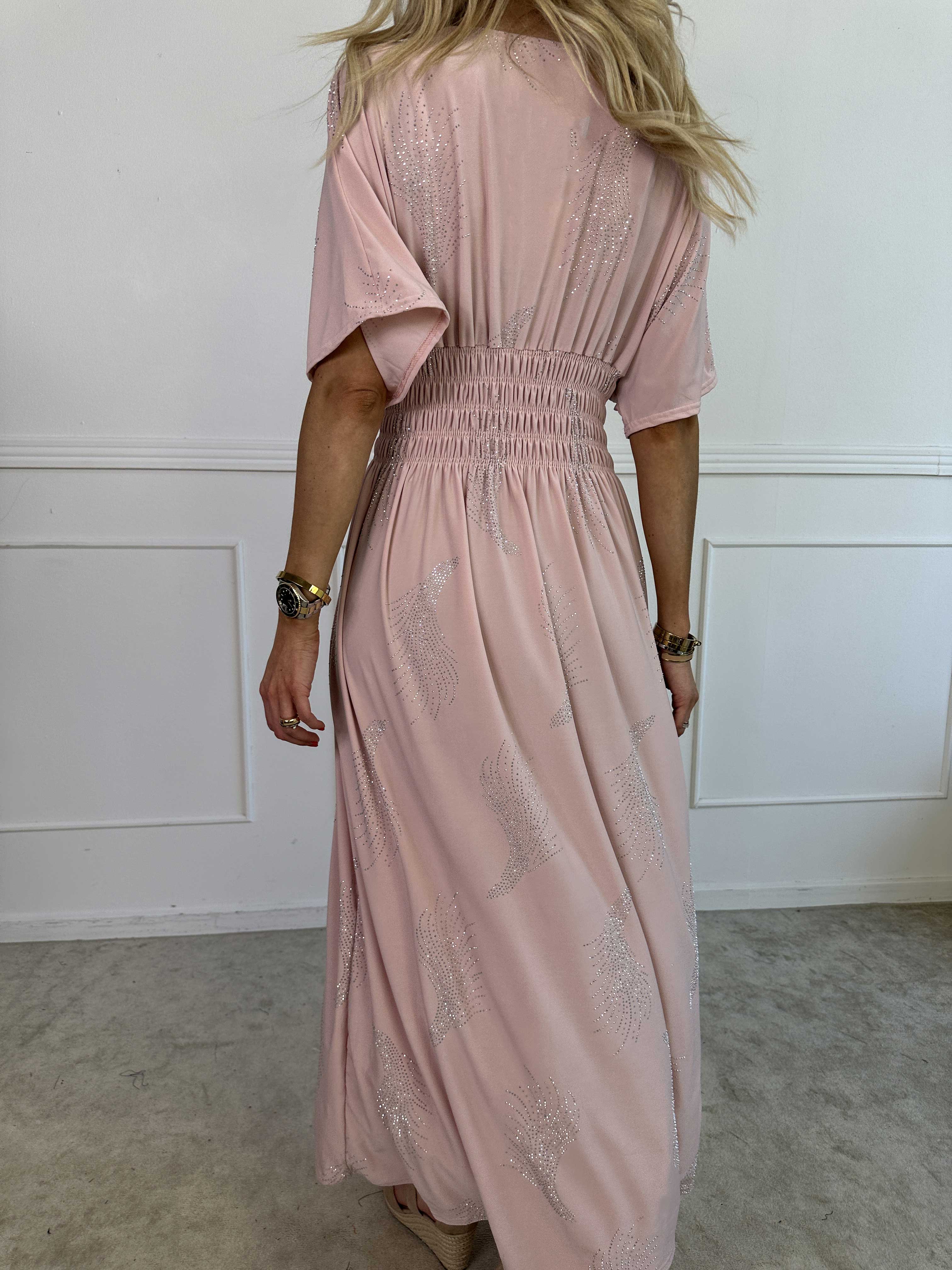 Pams Leaf Crystal - Lång stretchklänning med strassmönster