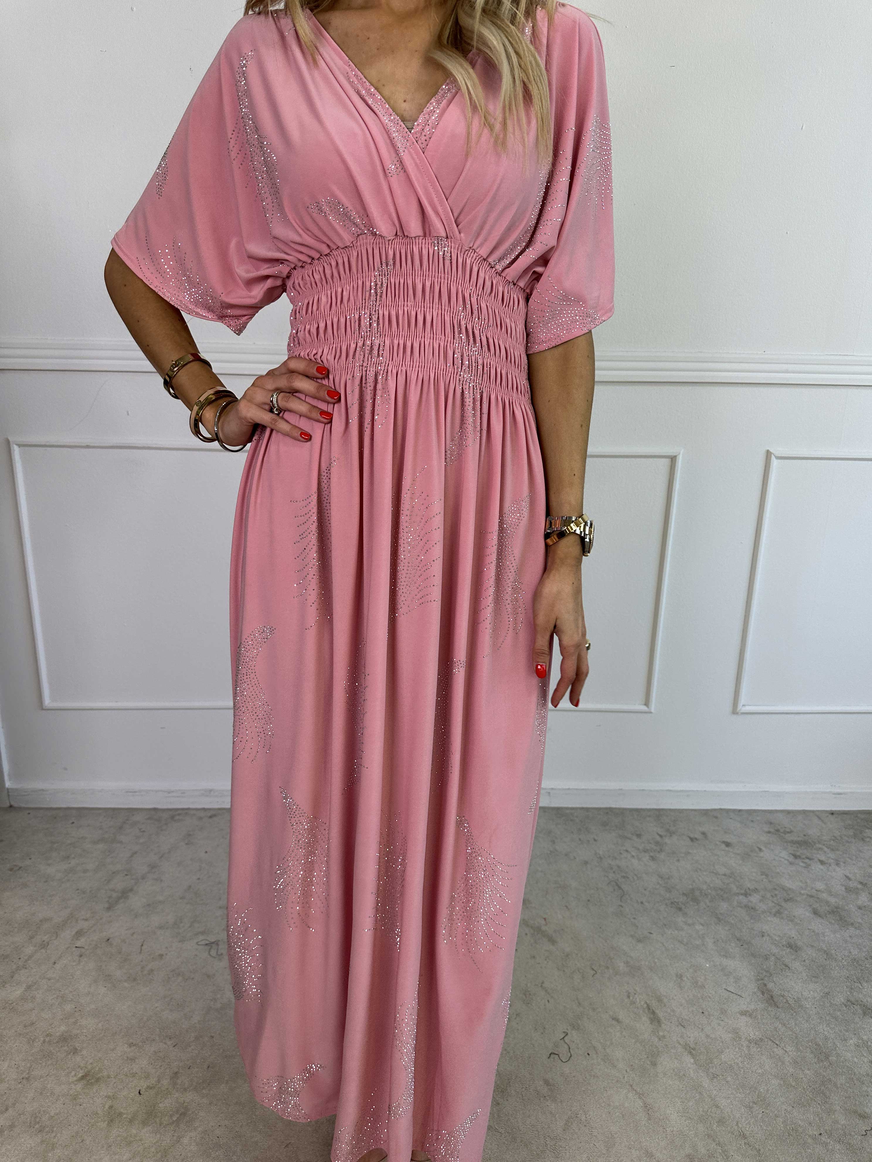 Pams Leaf Crystal - Lång stretchklänning med strassmönster