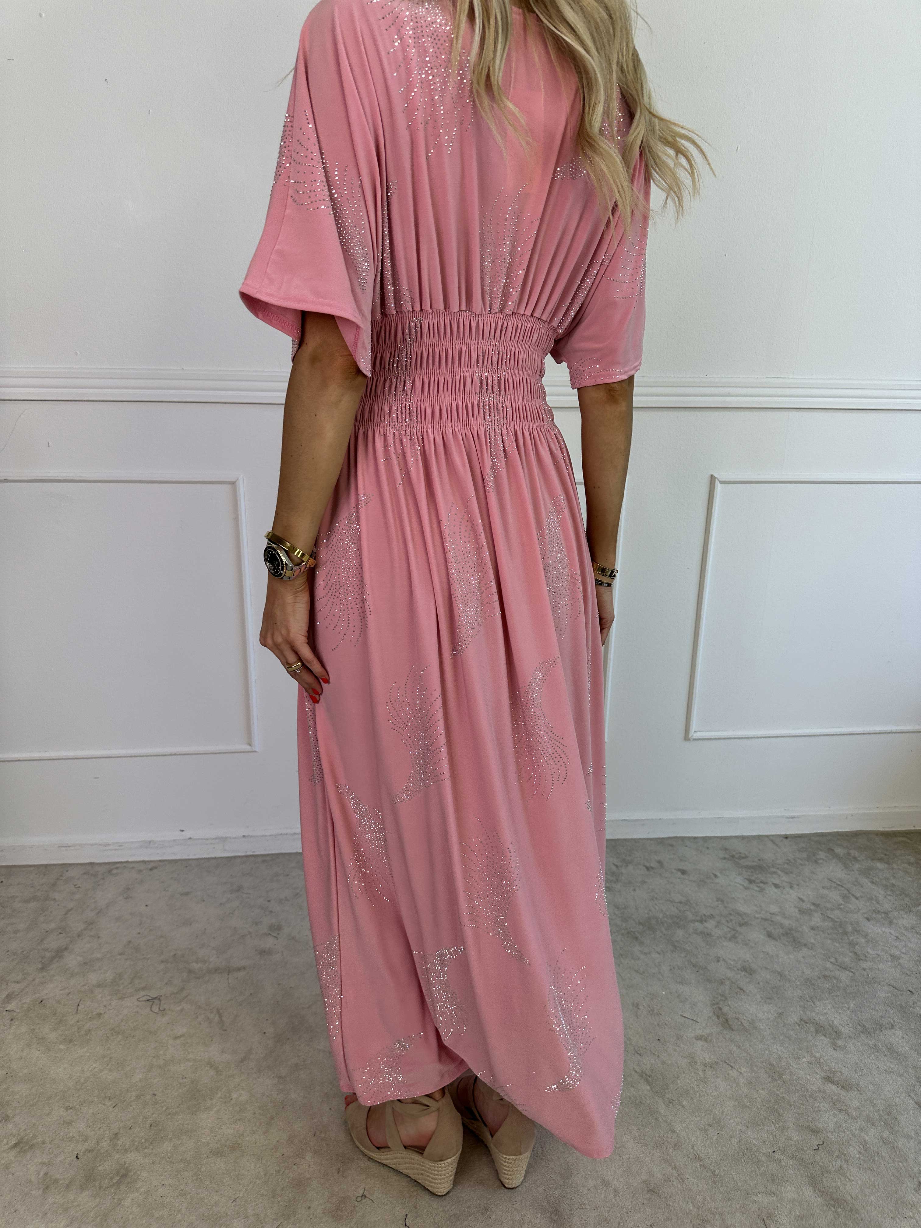 Pams Leaf Crystal - Lång stretchklänning med strassmönster