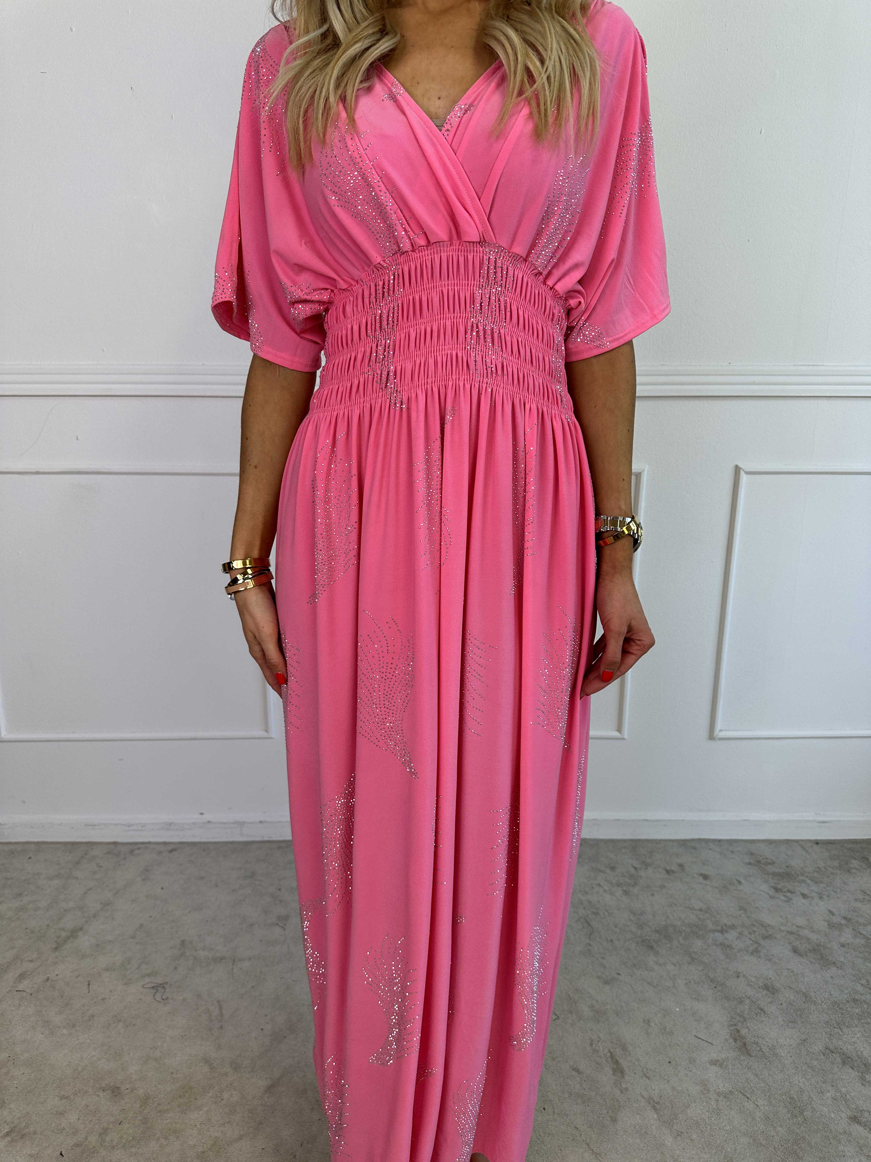 Pams Leaf Crystal - Lång stretchklänning med strassmönster