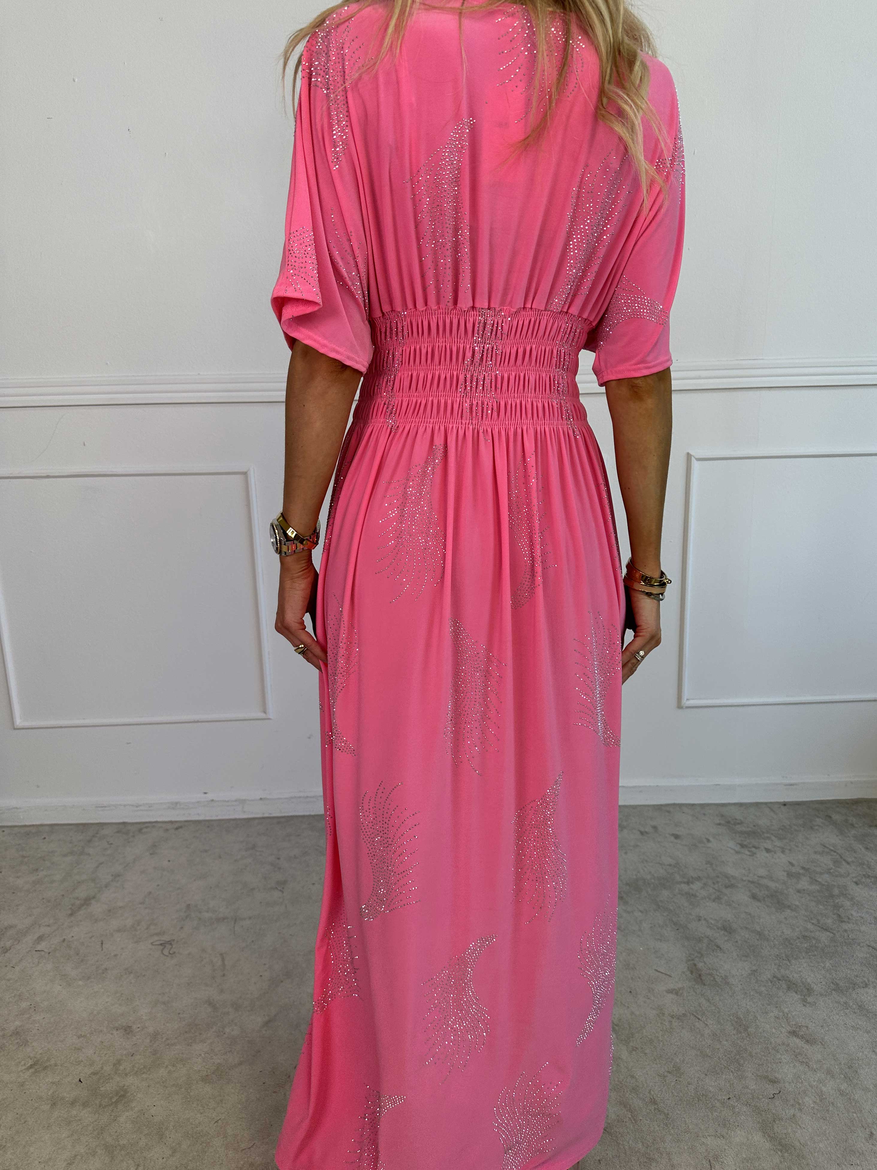 Pams Leaf Crystal - Lång stretchklänning med strassmönster