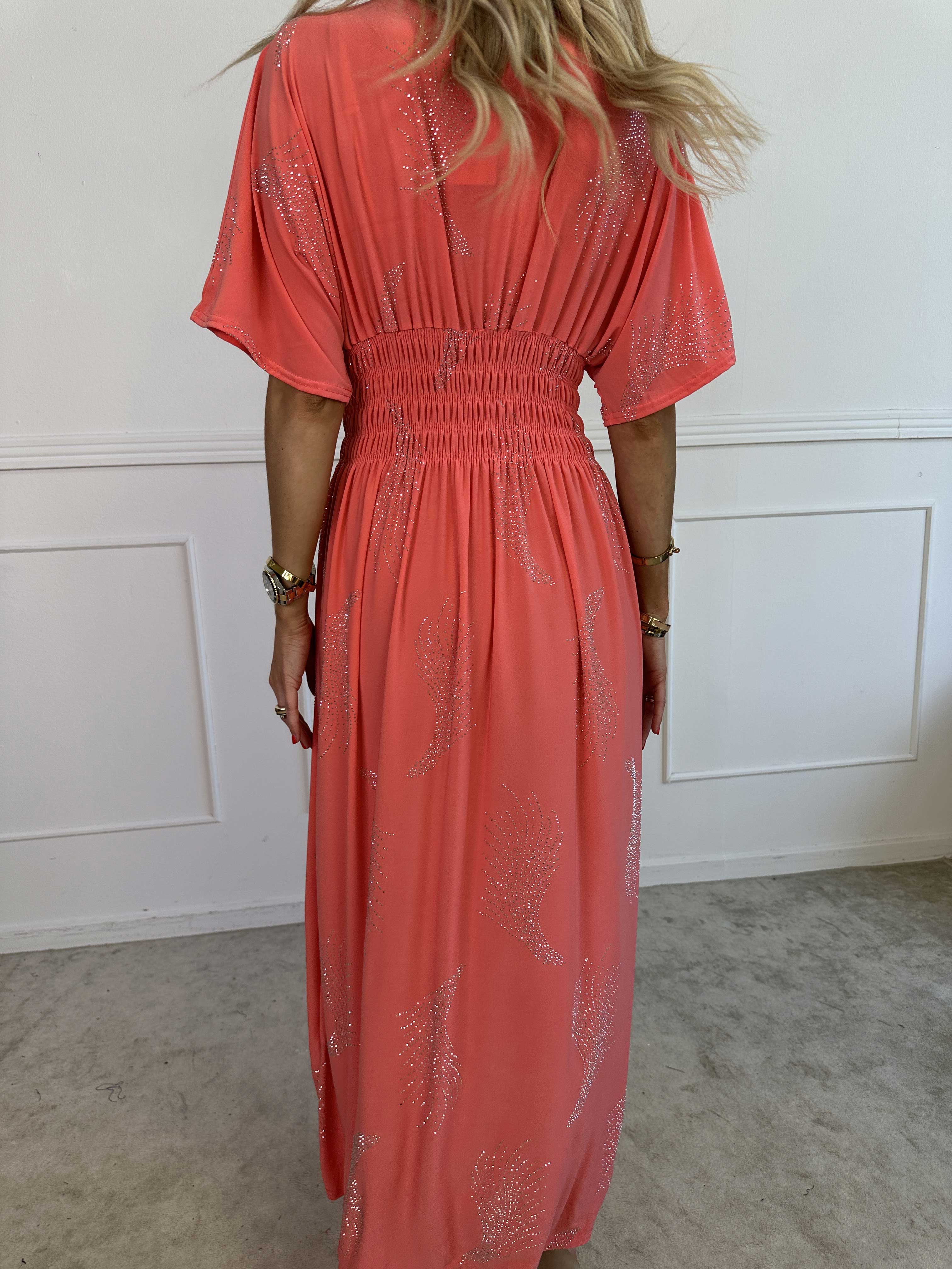 Pams Leaf Crystal - Lång stretchklänning med strassmönster