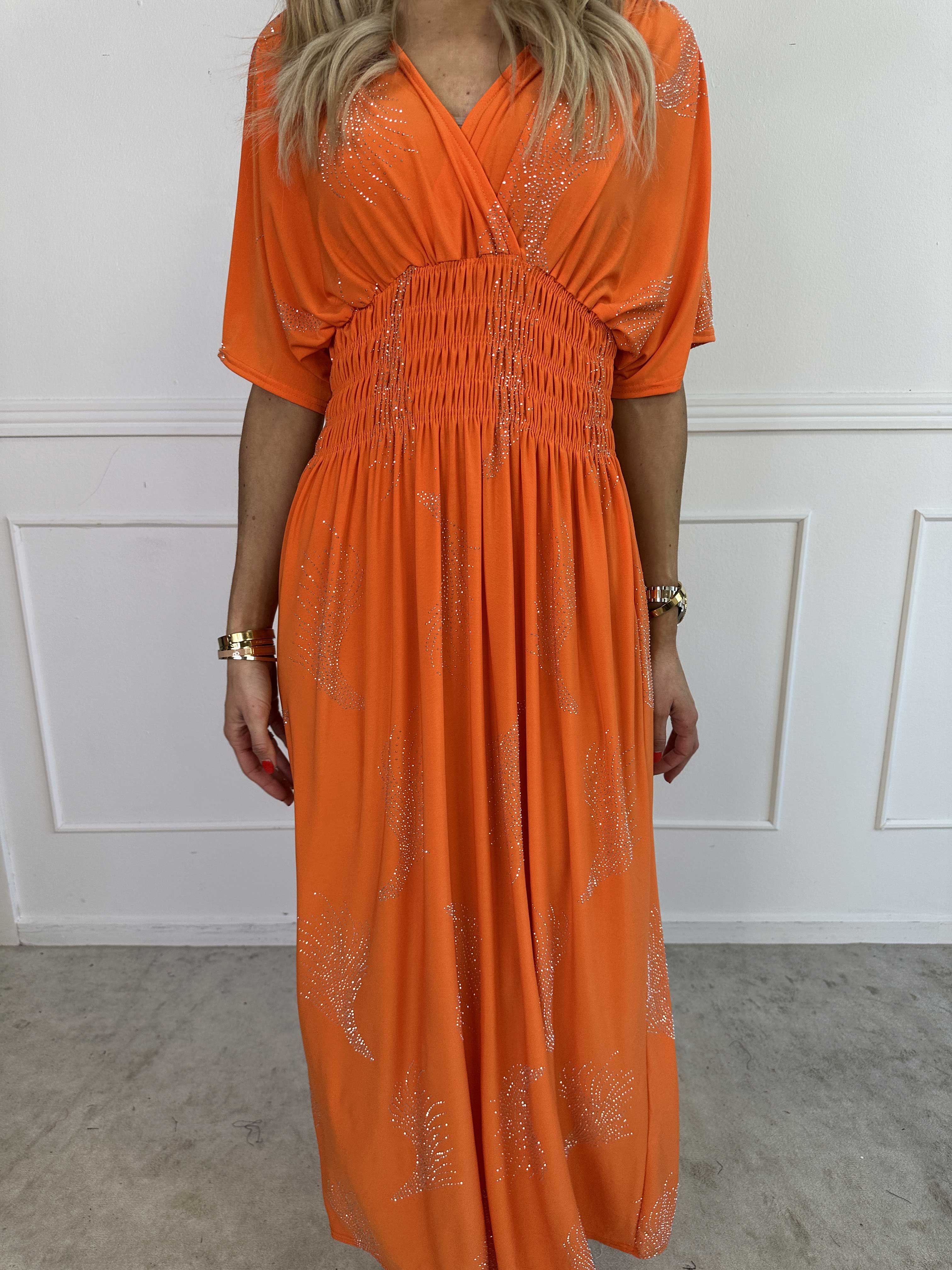 Pams Leaf Crystal - Lång stretchklänning med strassmönster