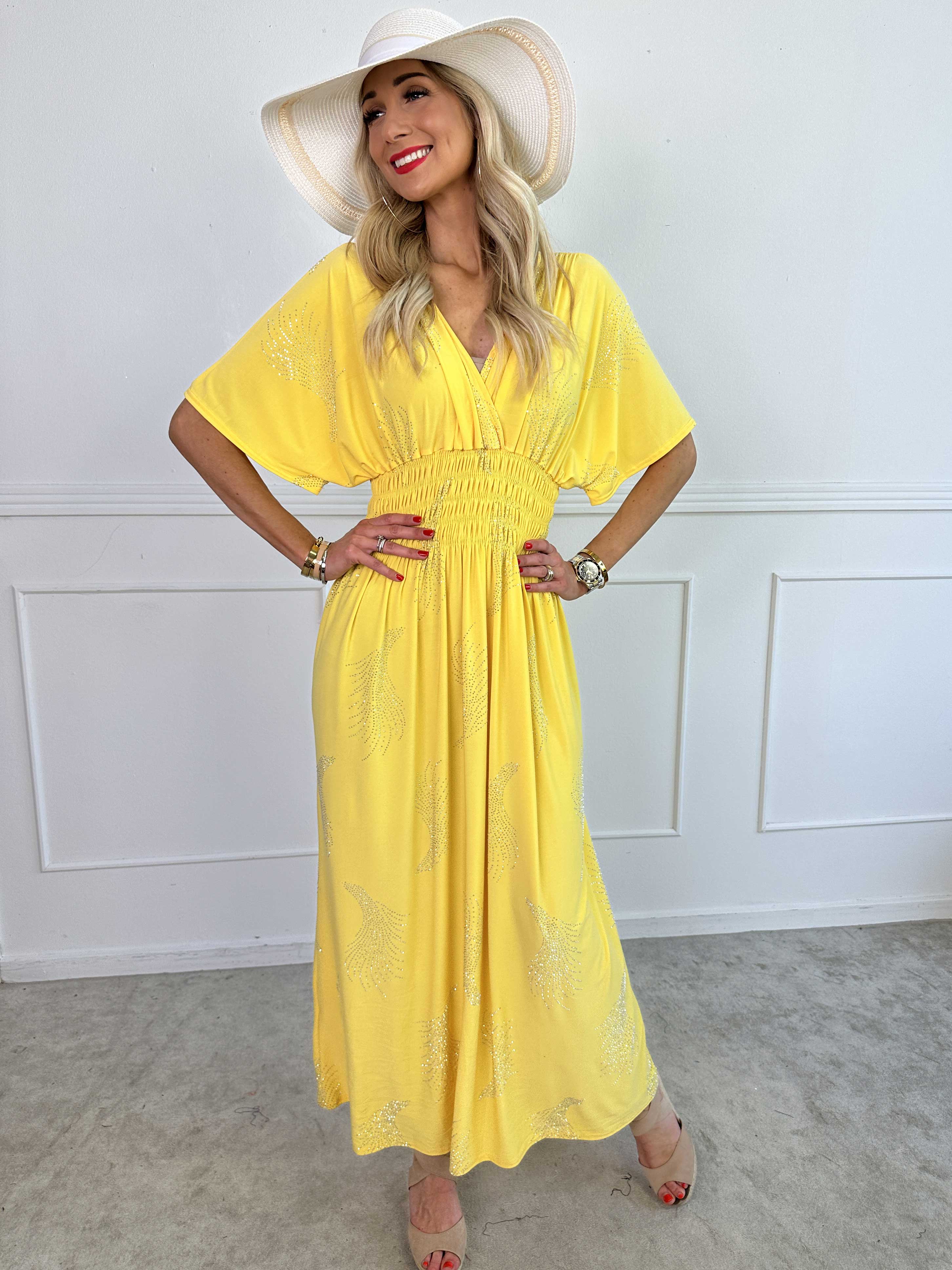 Pams Leaf Crystal - Lång stretchklänning med strassmönster