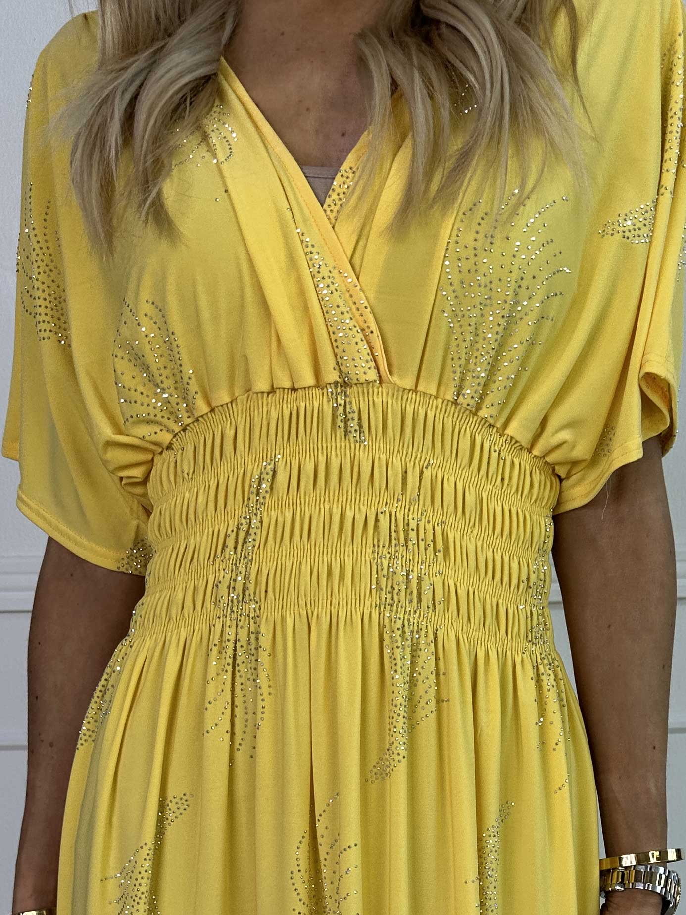 Pams Leaf Crystal - Lång stretchklänning med strassmönster