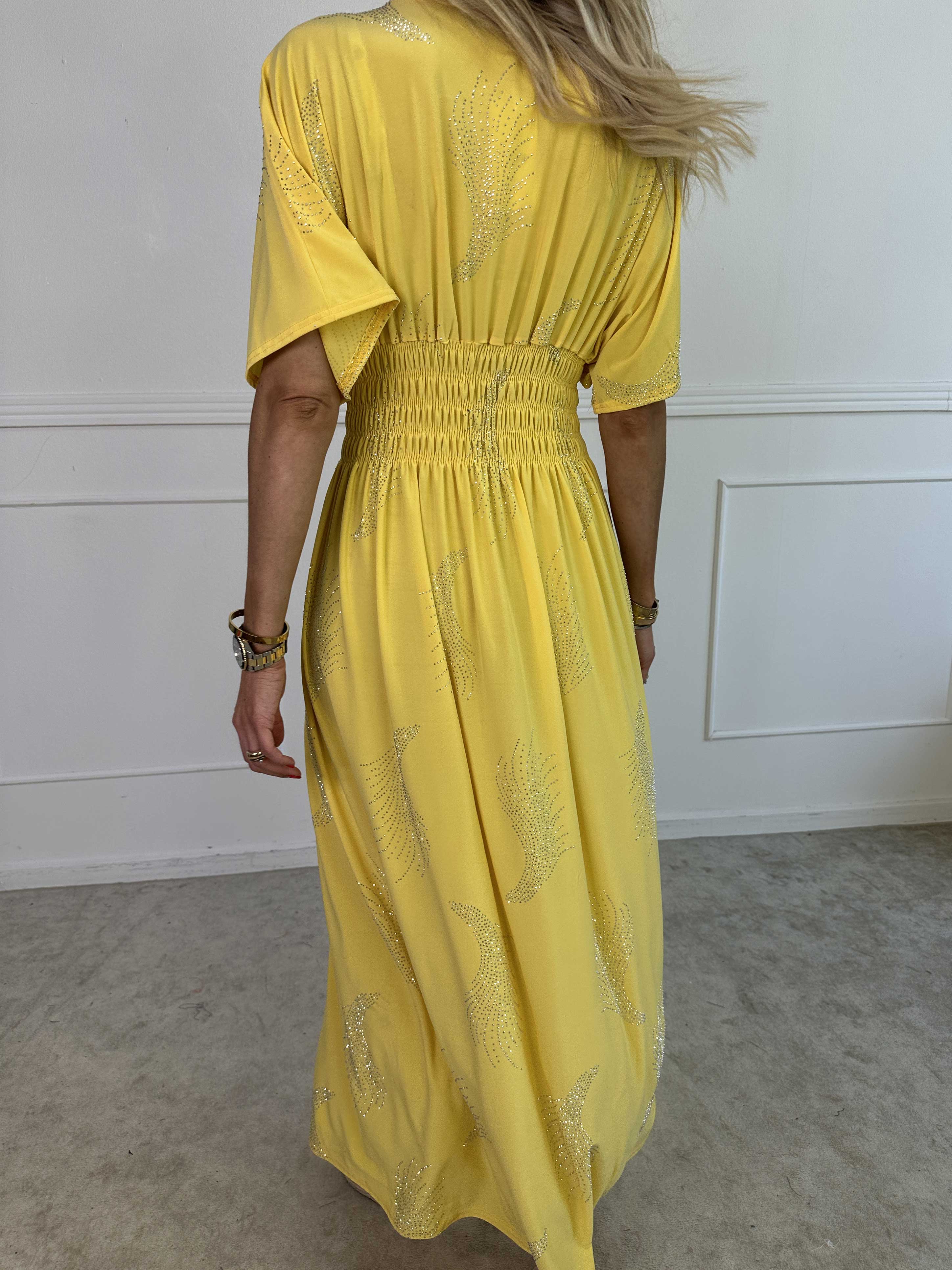 Pams Leaf Crystal - Lång stretchklänning med strassmönster