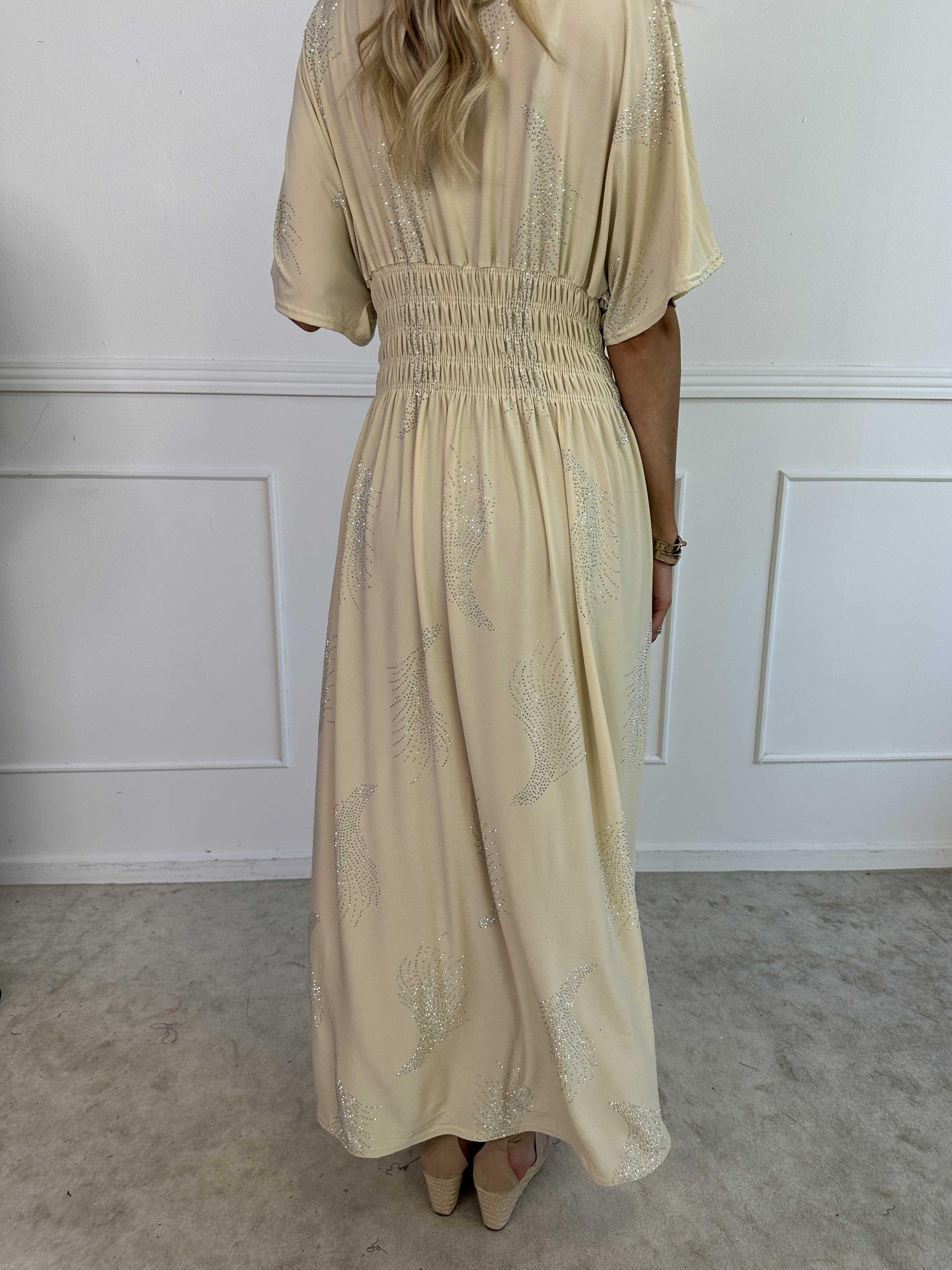 Pams Leaf Crystal - Lång stretchklänning med strassmönster