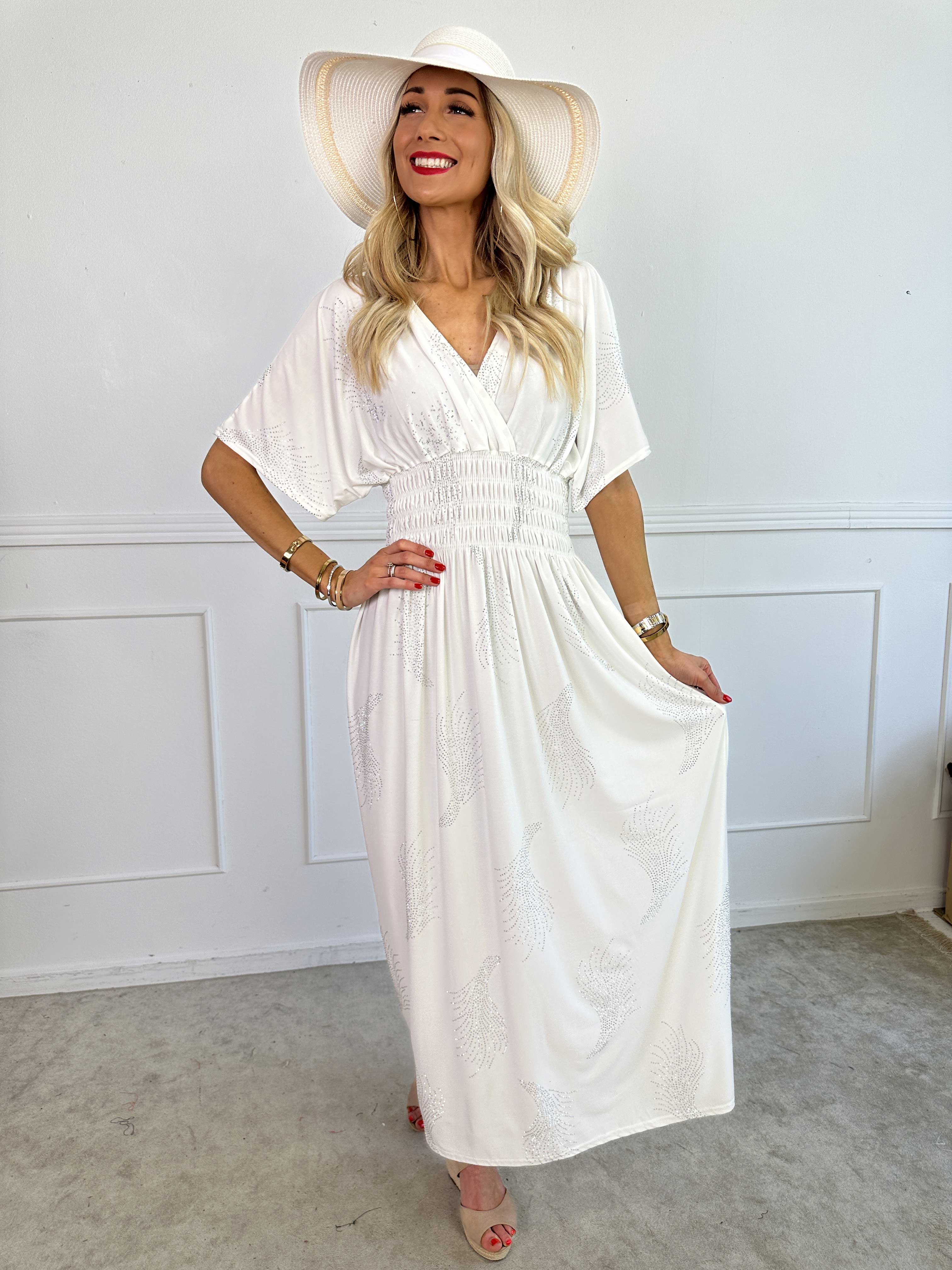 Pams Leaf Crystal - Lång stretchklänning med strassmönster