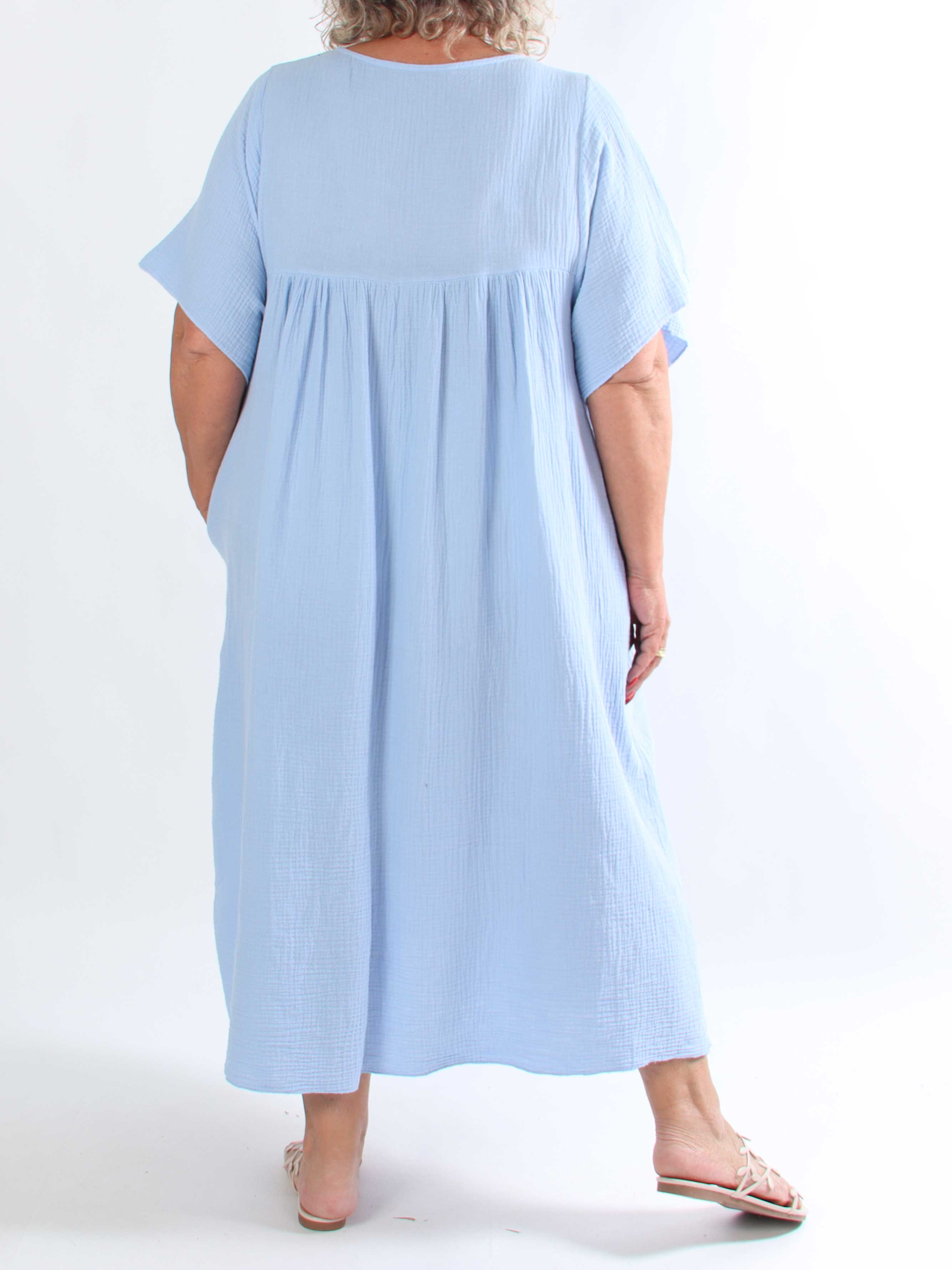 Kanja - Mjuk lång plus size klänning i bomullsmuslina