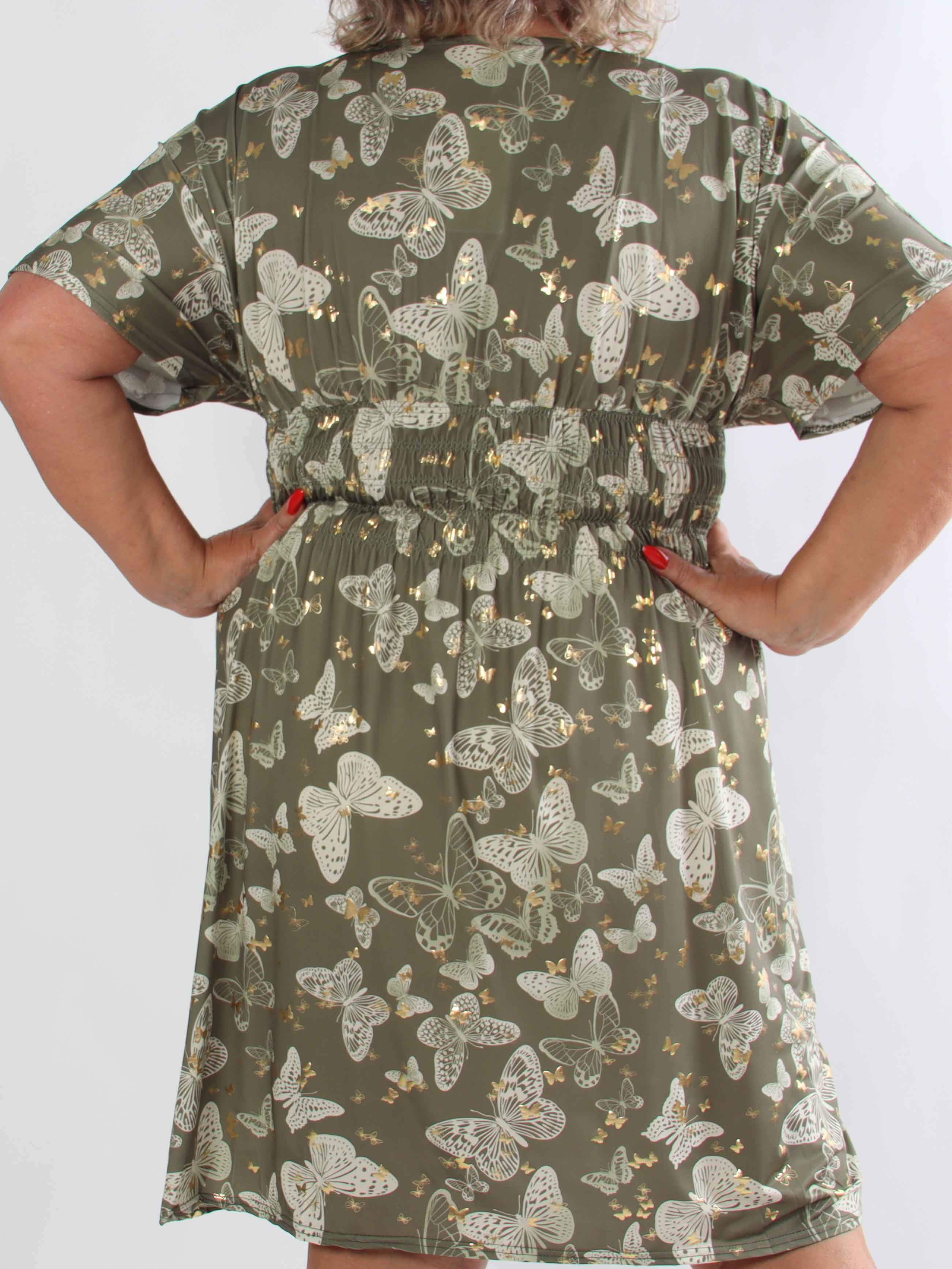Pams Butterfly Short - Elastisk plus size klänning med fjärilstryck