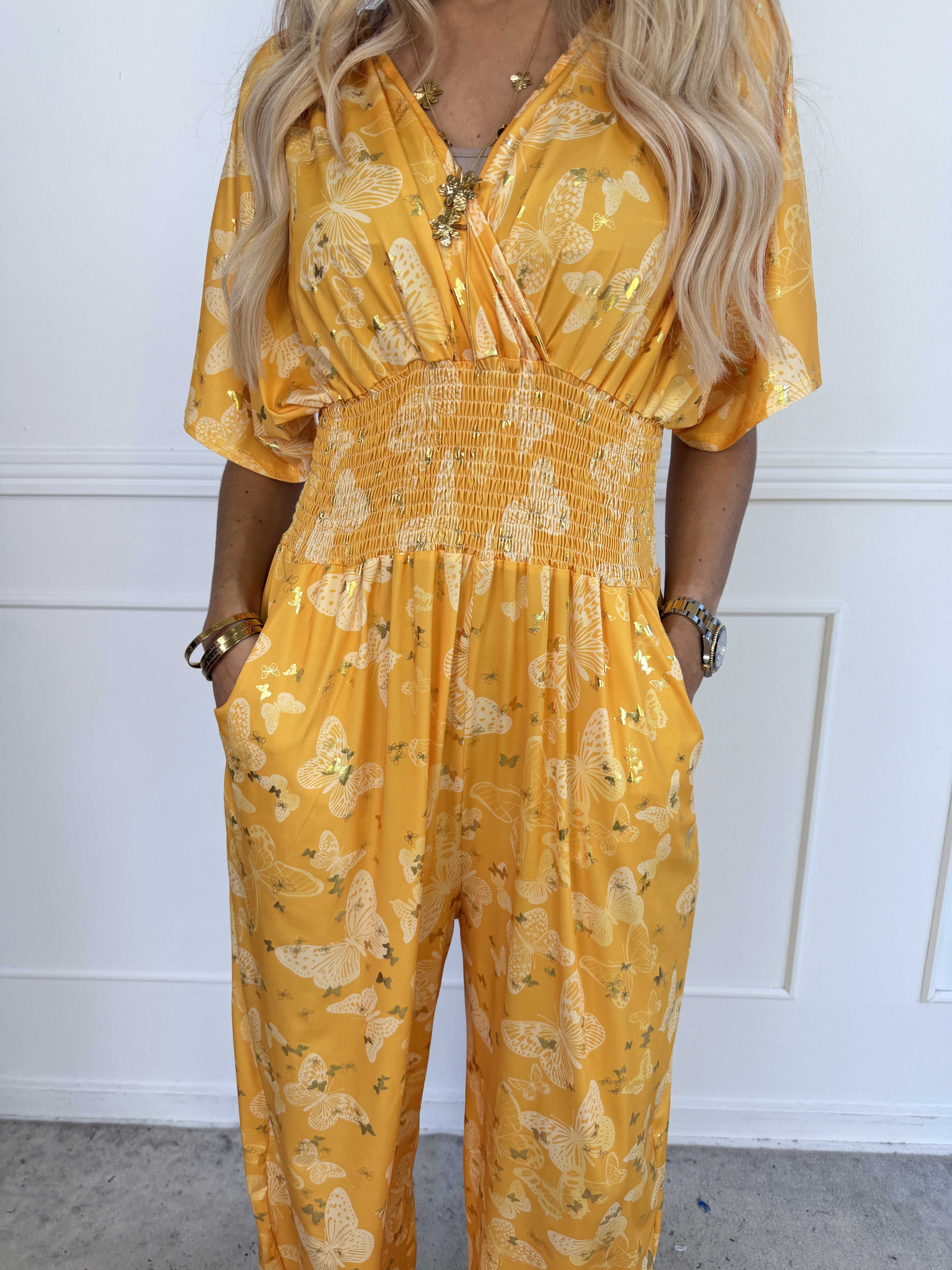 Pams Butterfly Jumpsuit - Elastisk jumpsuit med fjärilsmönster