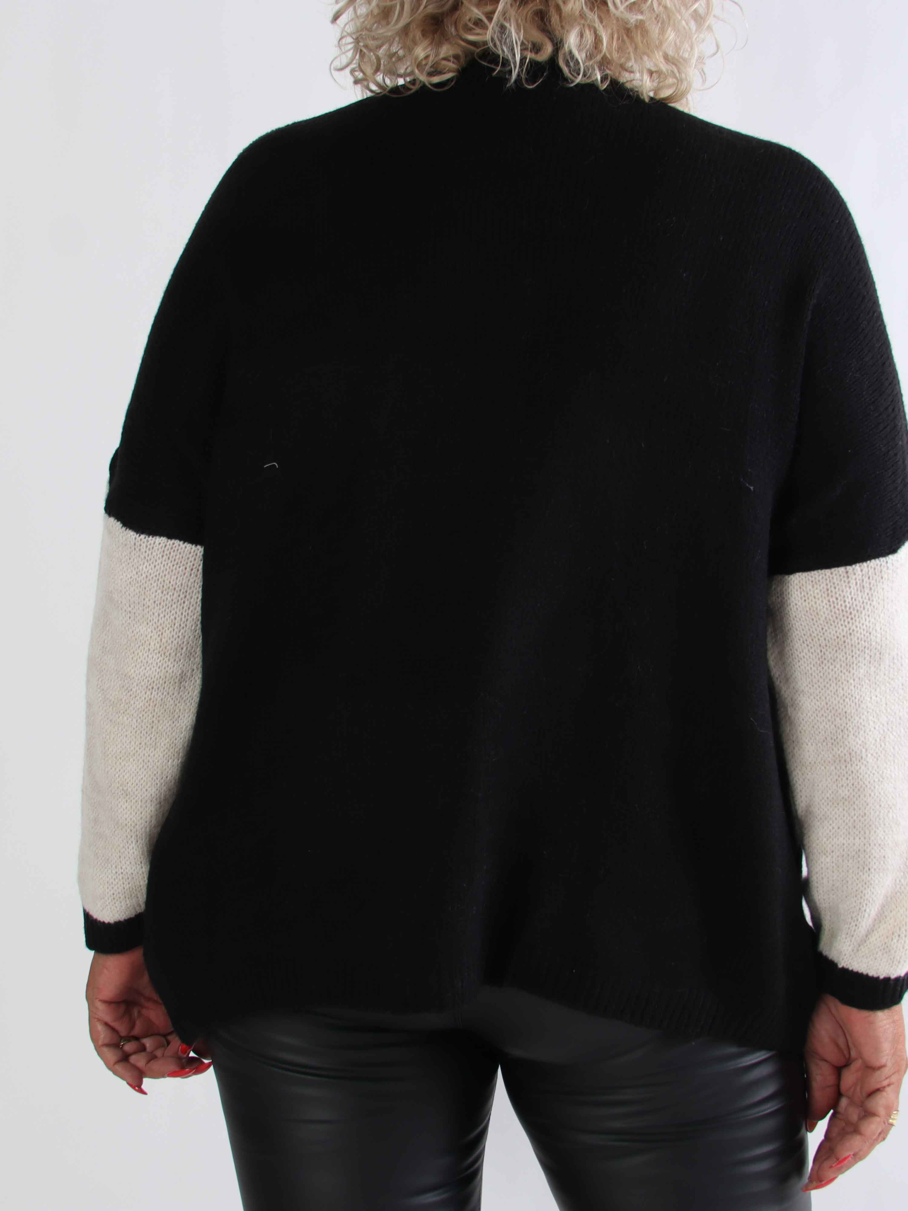 Hebe - Flerfärgad stickad kofta i plus size med guldknappar