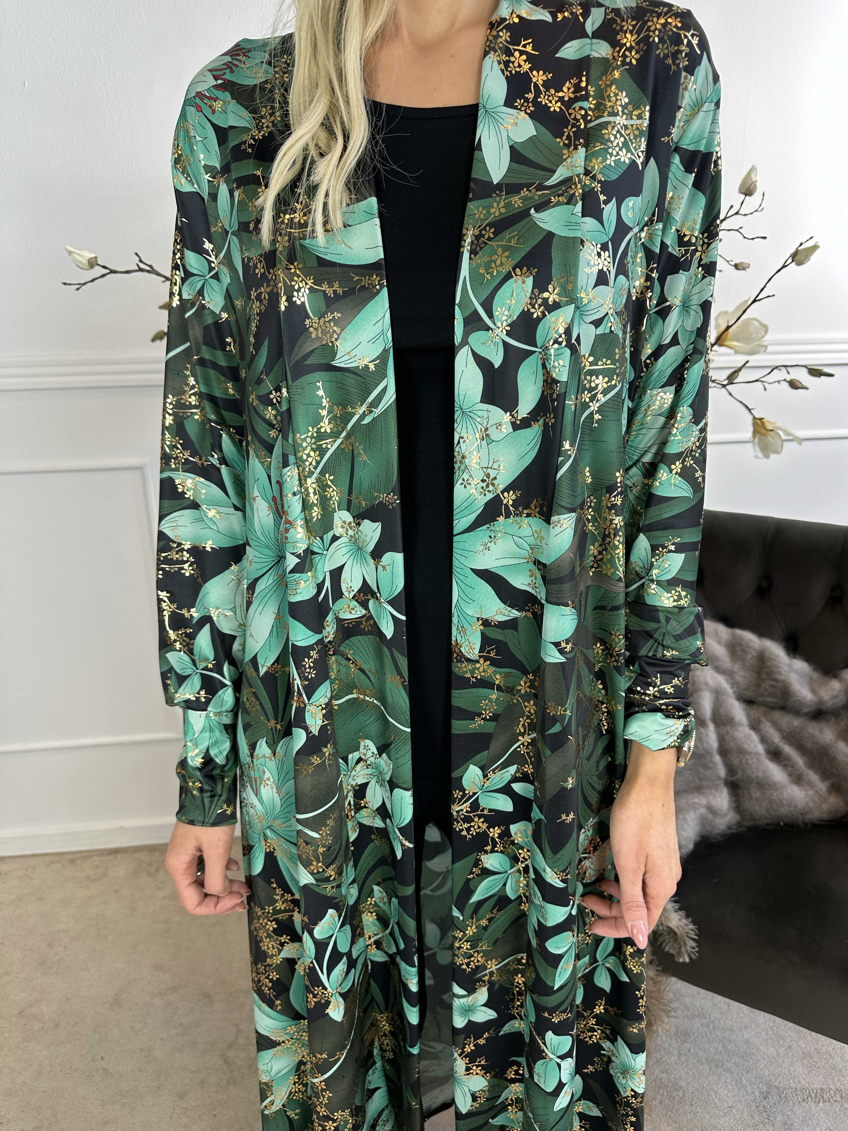 Mikkala Gold Flower - Elastisk cardigan med tryck