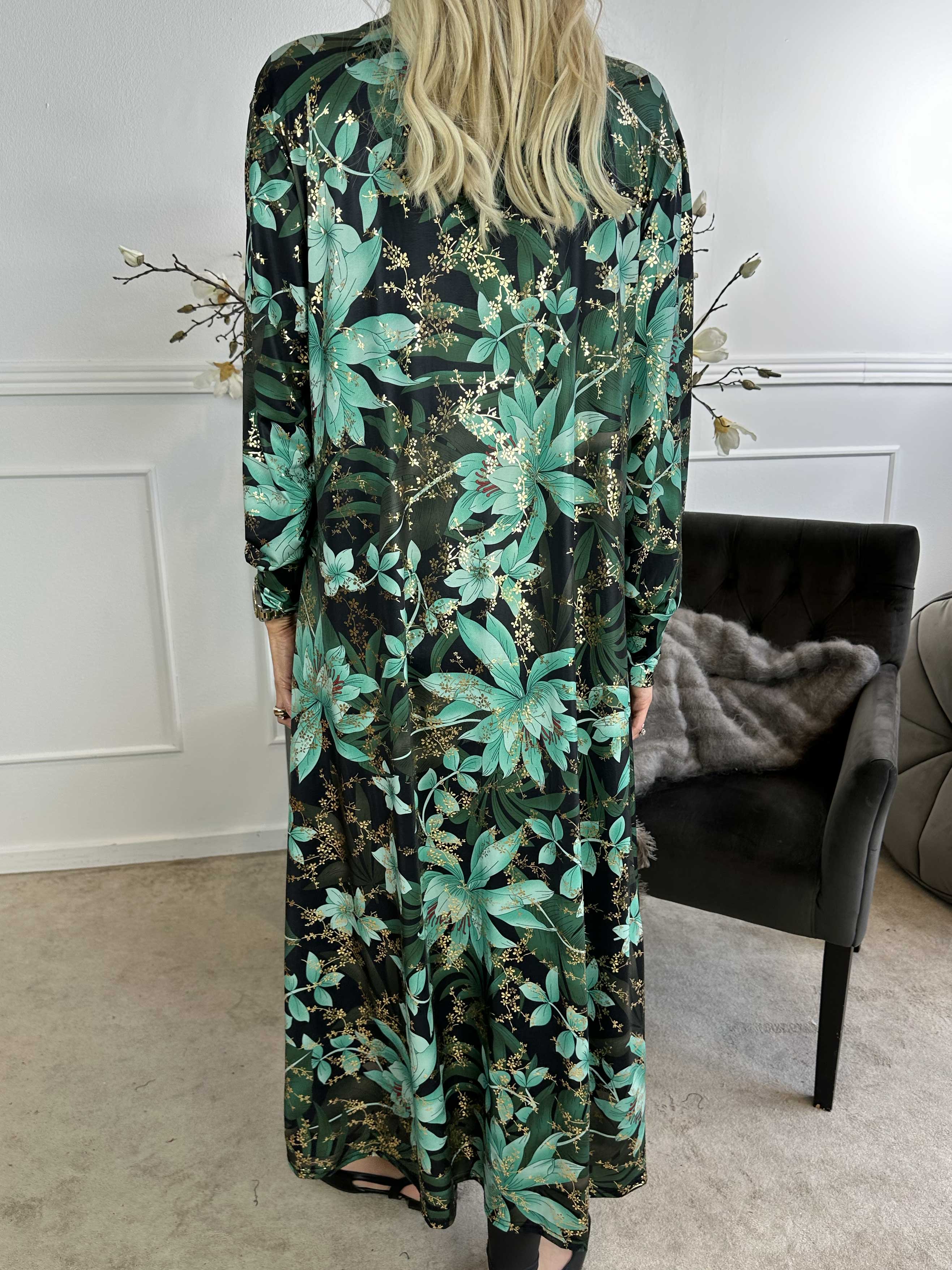 Mikkala Gold Flower - Elastisk cardigan med tryck