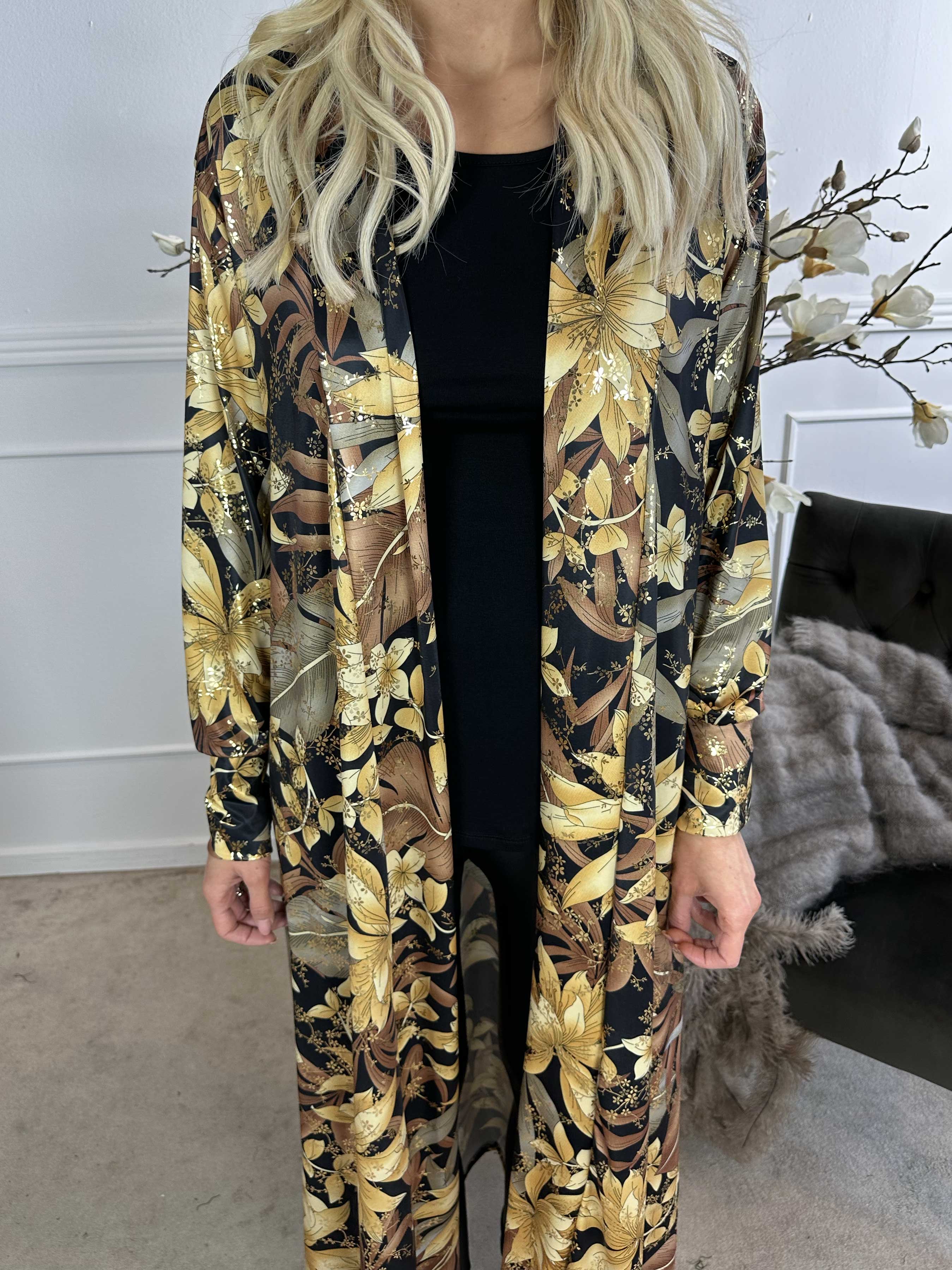 Mikkala Gold Flower - Elastisk cardigan med tryck