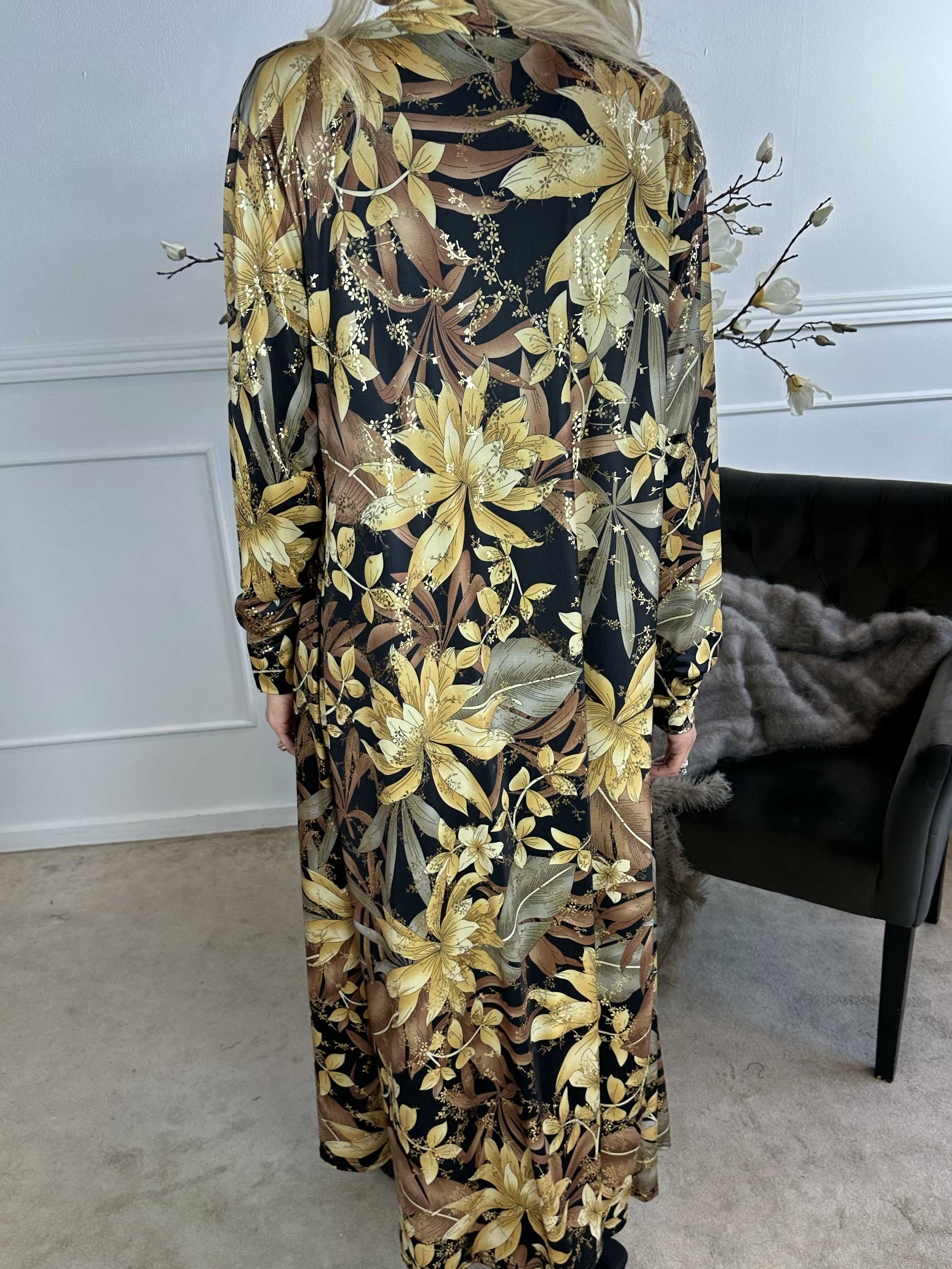 Mikkala Gold Flower - Elastisk cardigan med tryck