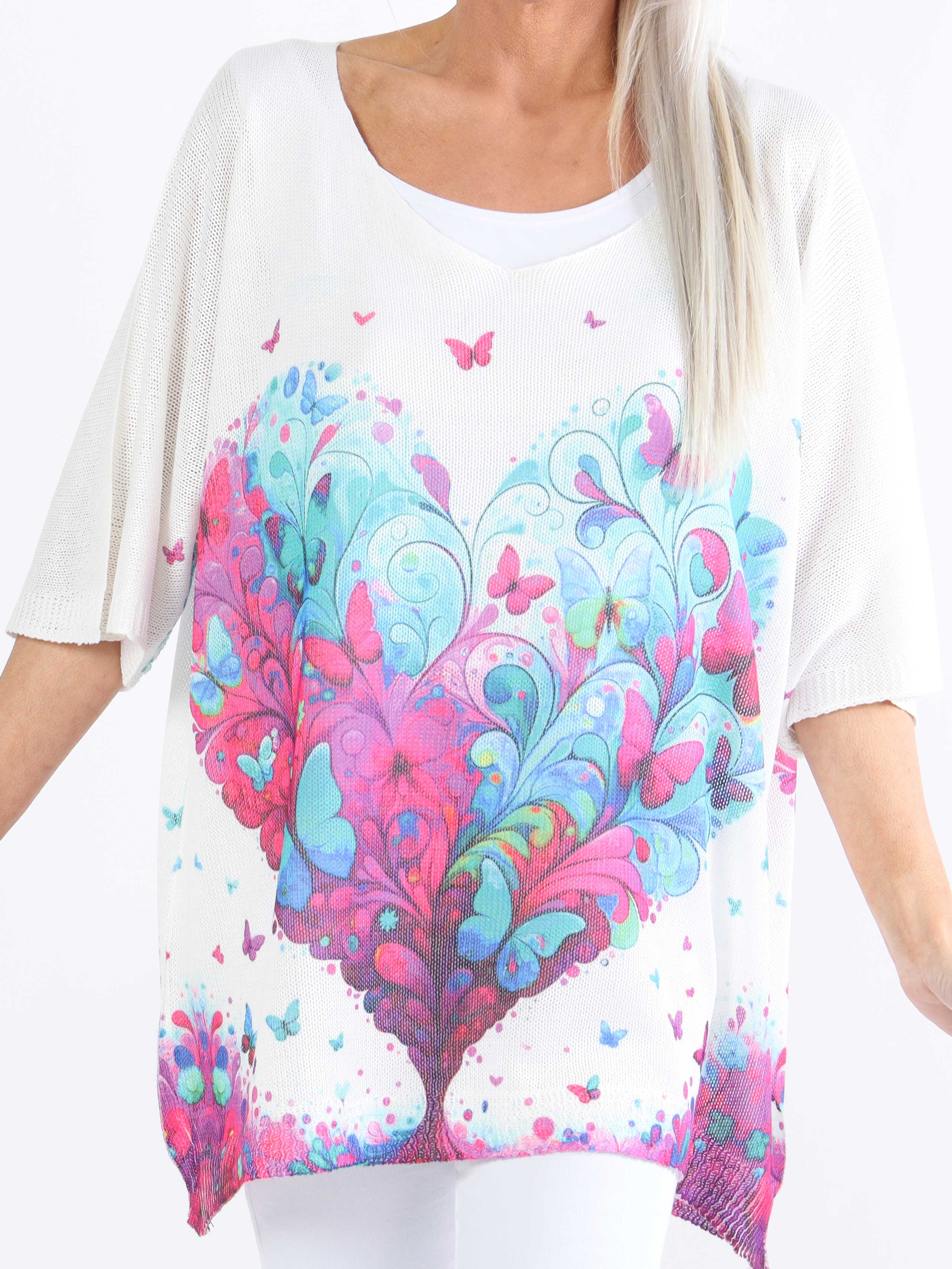Inaya - Stickad plus size-blus med fjärilsmönster