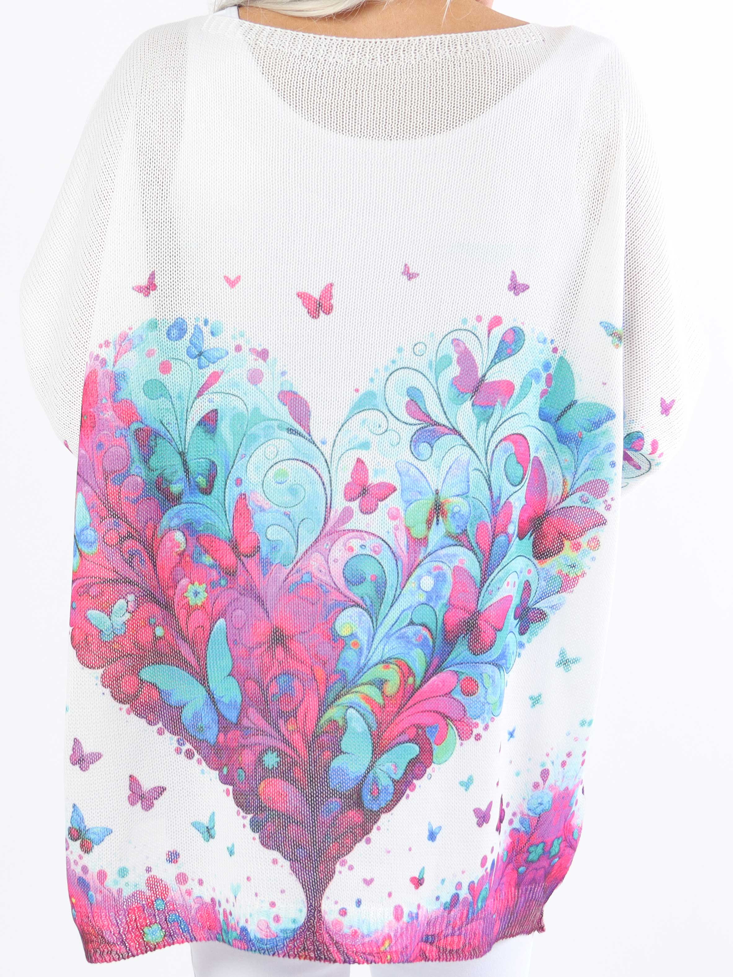 Inaya - Stickad plus size-blus med fjärilsmönster