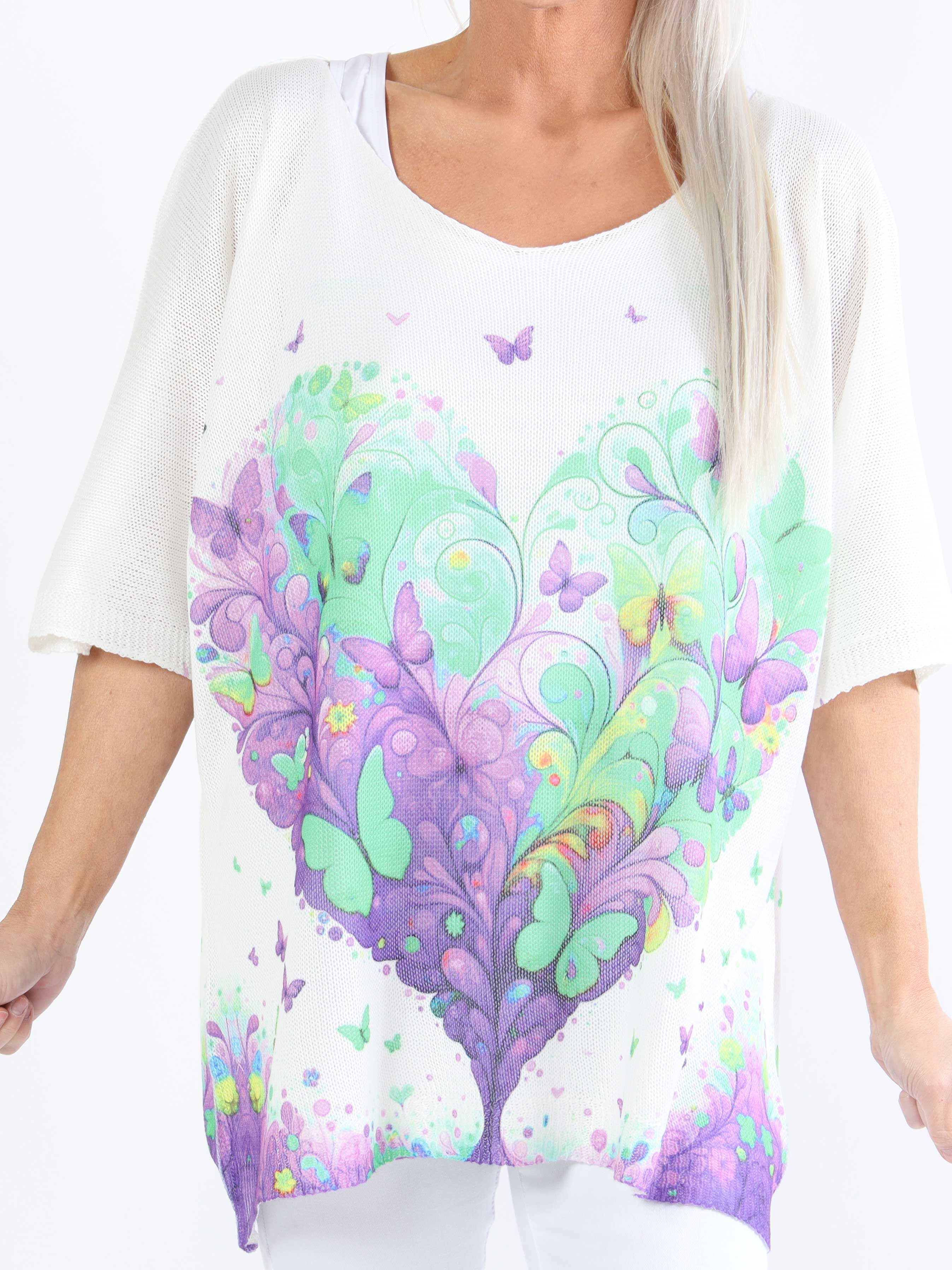 Inaya - Stickad plus size-blus med fjärilsmönster