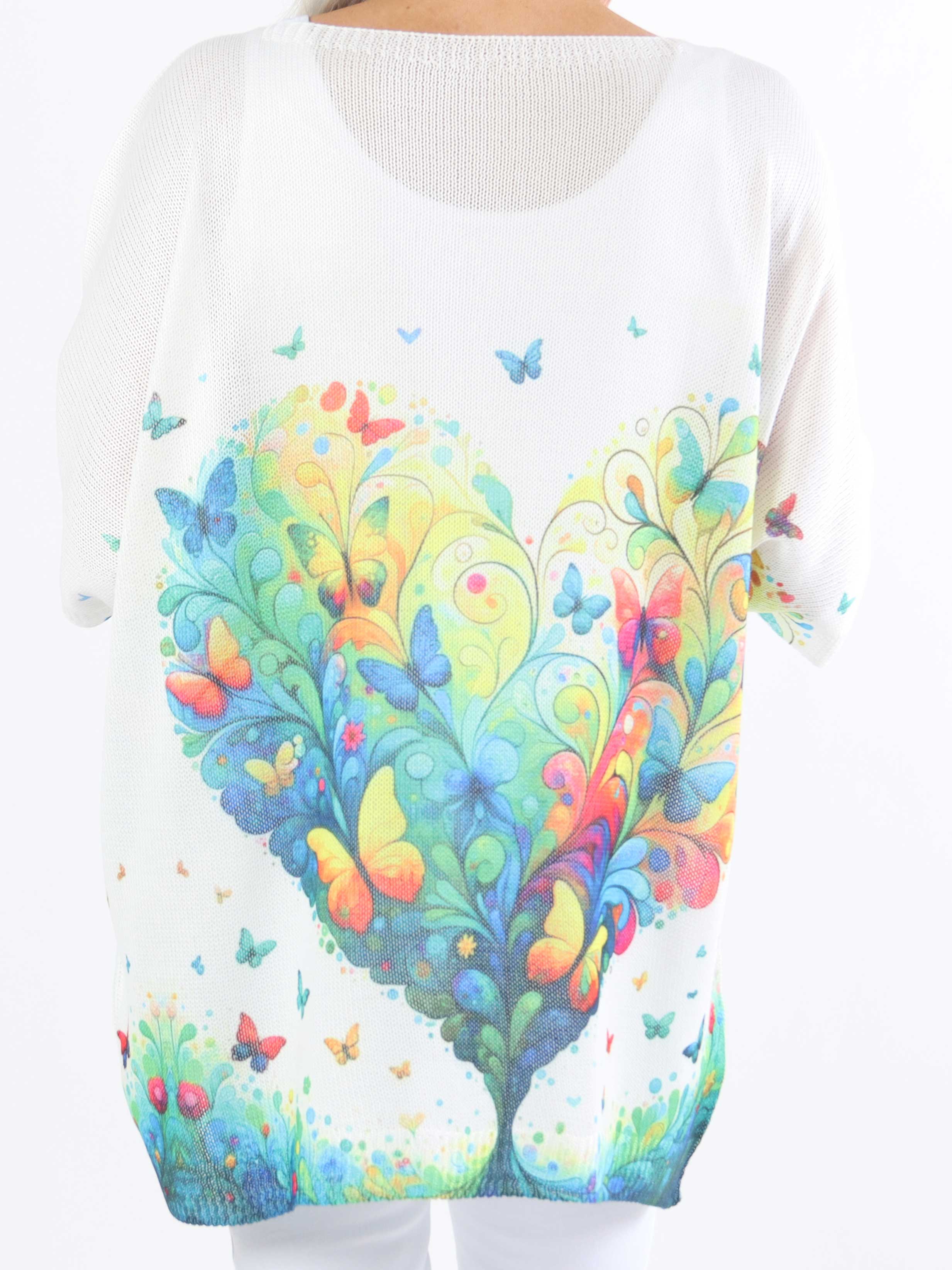 Inaya - Stickad plus size-blus med fjärilsmönster