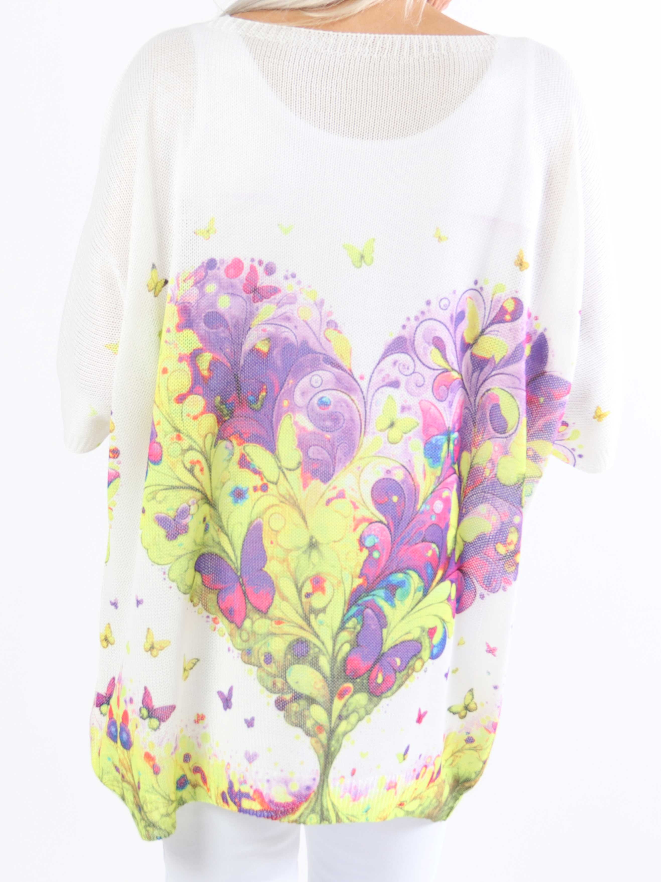 Inaya - Stickad plus size-blus med fjärilsmönster