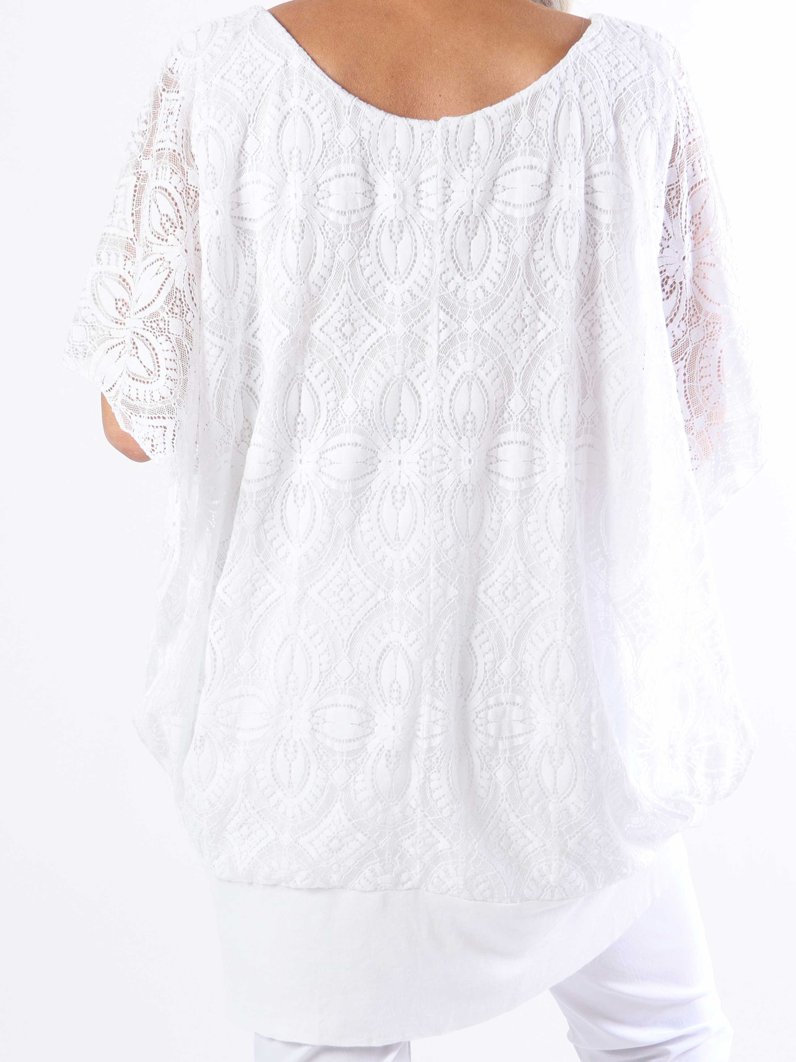 Indiana - Söt spetstunika i bomull i plusstorlek